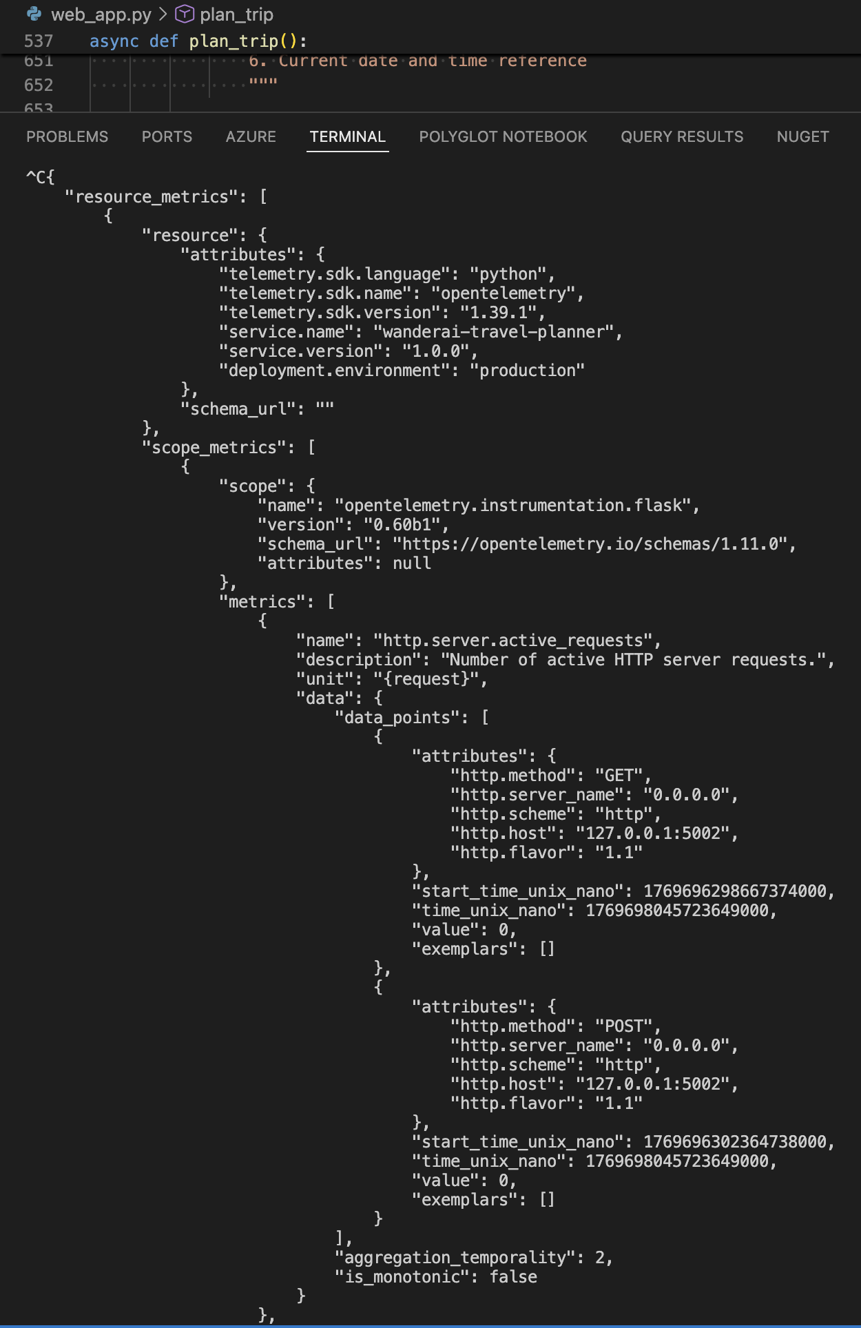 WanderAI OTel metric