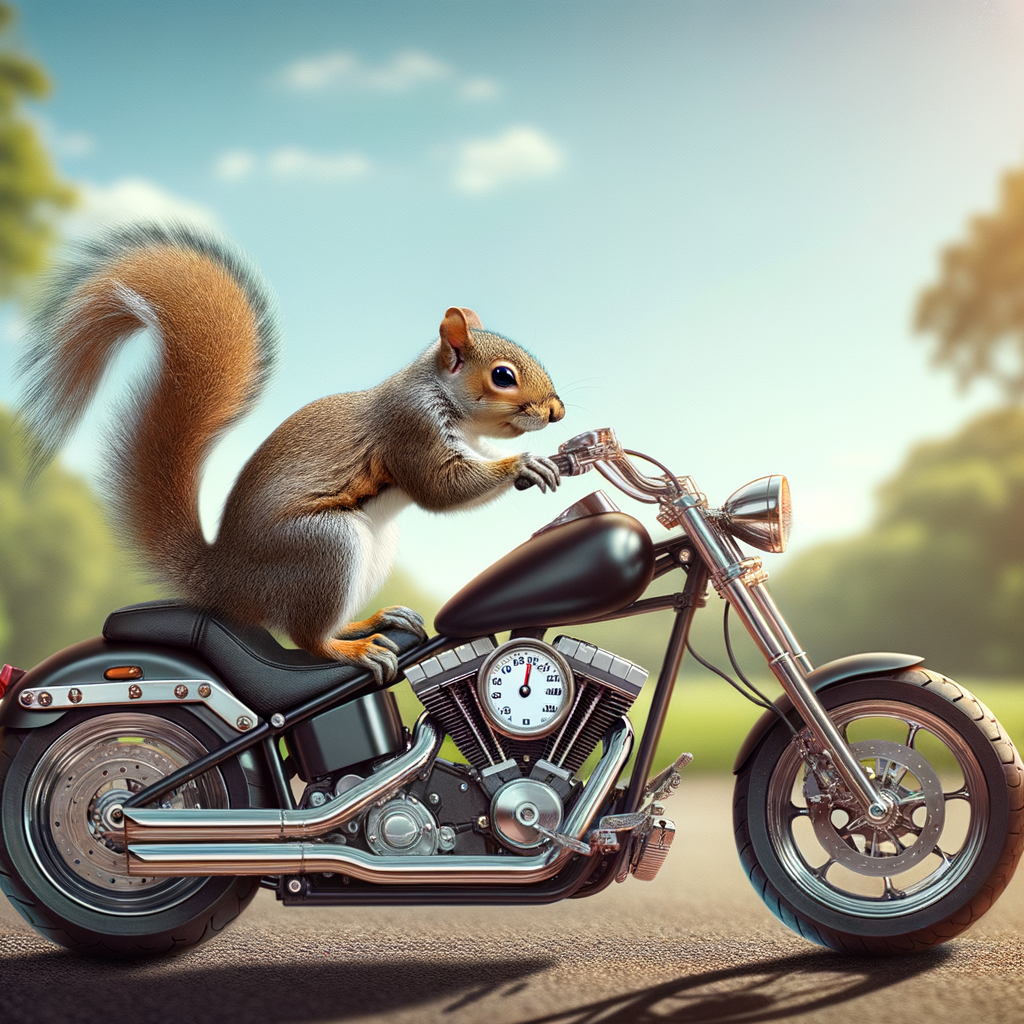 A squirrel on a motorcycle
