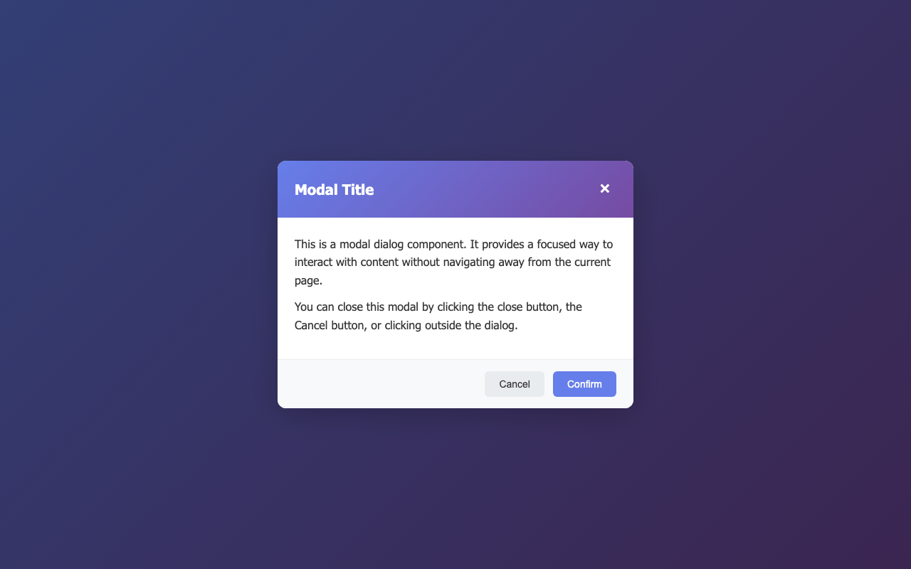 Screenshot sample 0 for modal-dialog / Claude Haiku 4.5