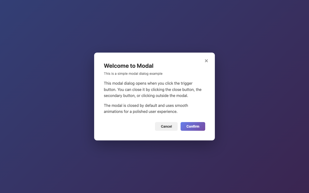 Screenshot sample 1 for modal-dialog / Claude Haiku 4.5