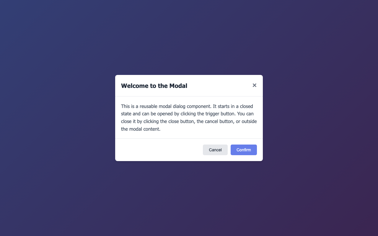 Screenshot sample 11 for modal-dialog / Claude Haiku 4.5