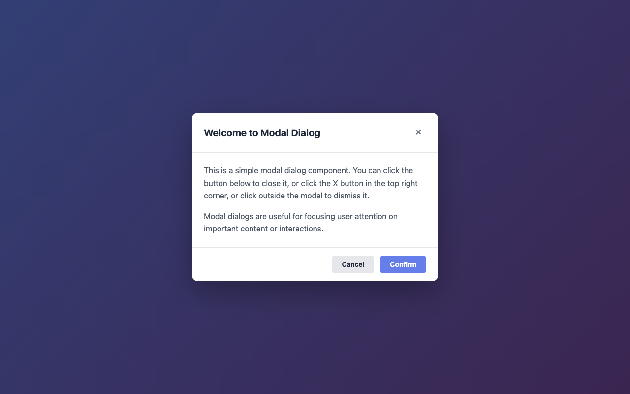 Screenshot sample 12 for modal-dialog / Claude Haiku 4.5