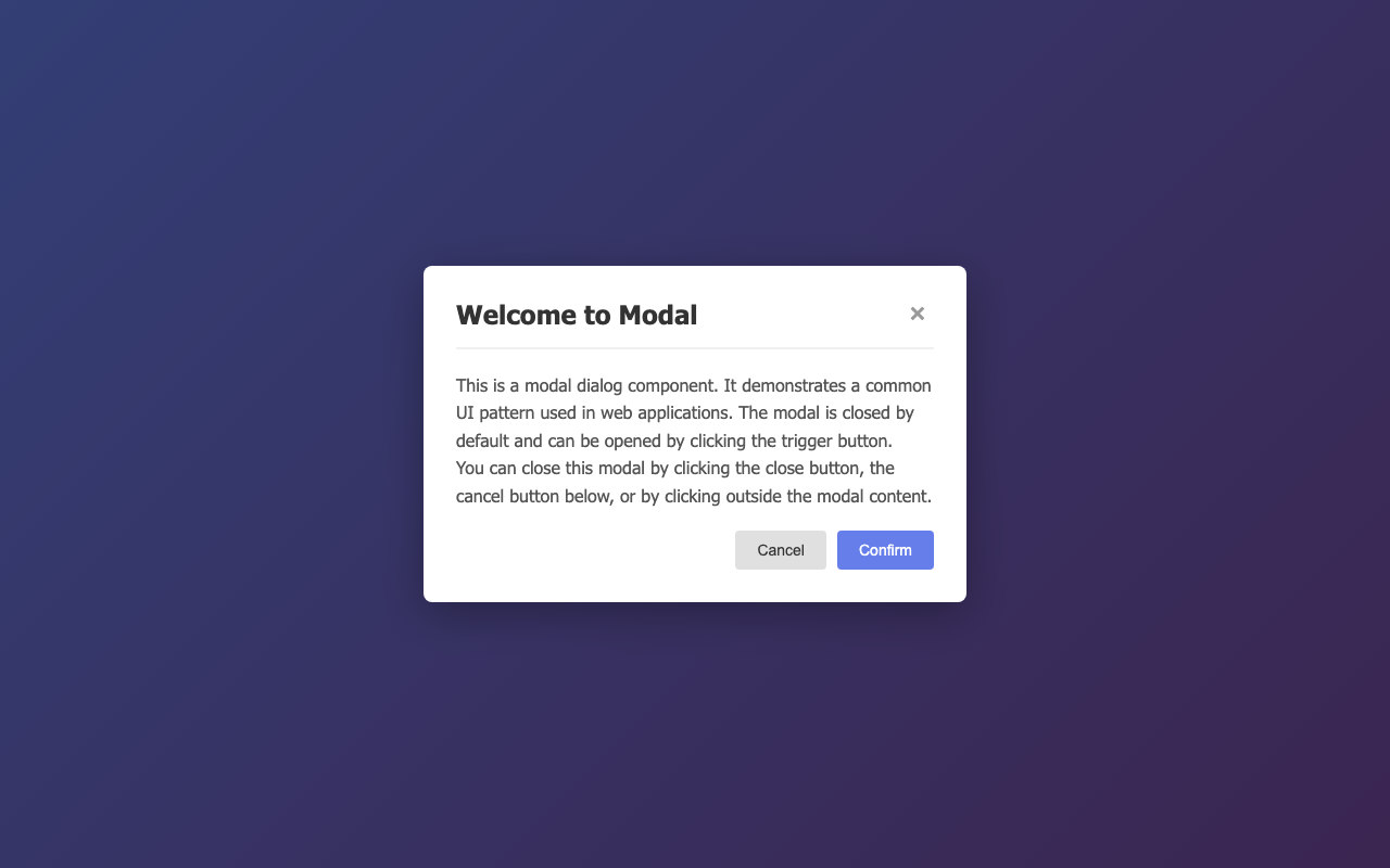 Screenshot sample 16 for modal-dialog / Claude Haiku 4.5