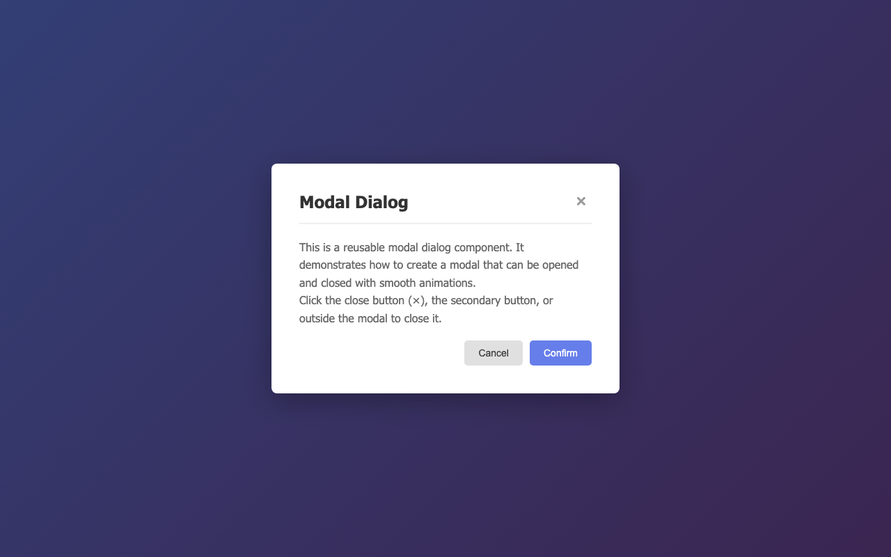 Screenshot sample 17 for modal-dialog / Claude Haiku 4.5