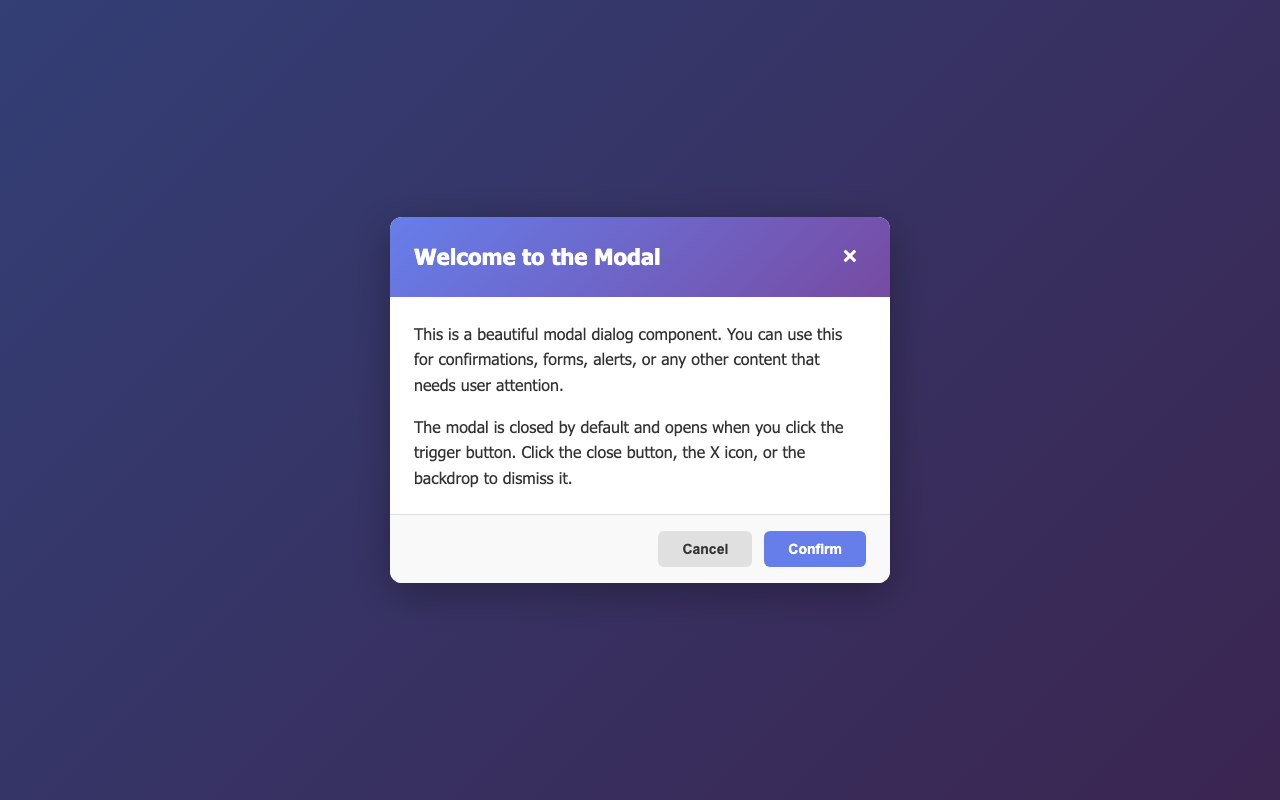 Screenshot sample 34 for modal-dialog / Claude Haiku 4.5