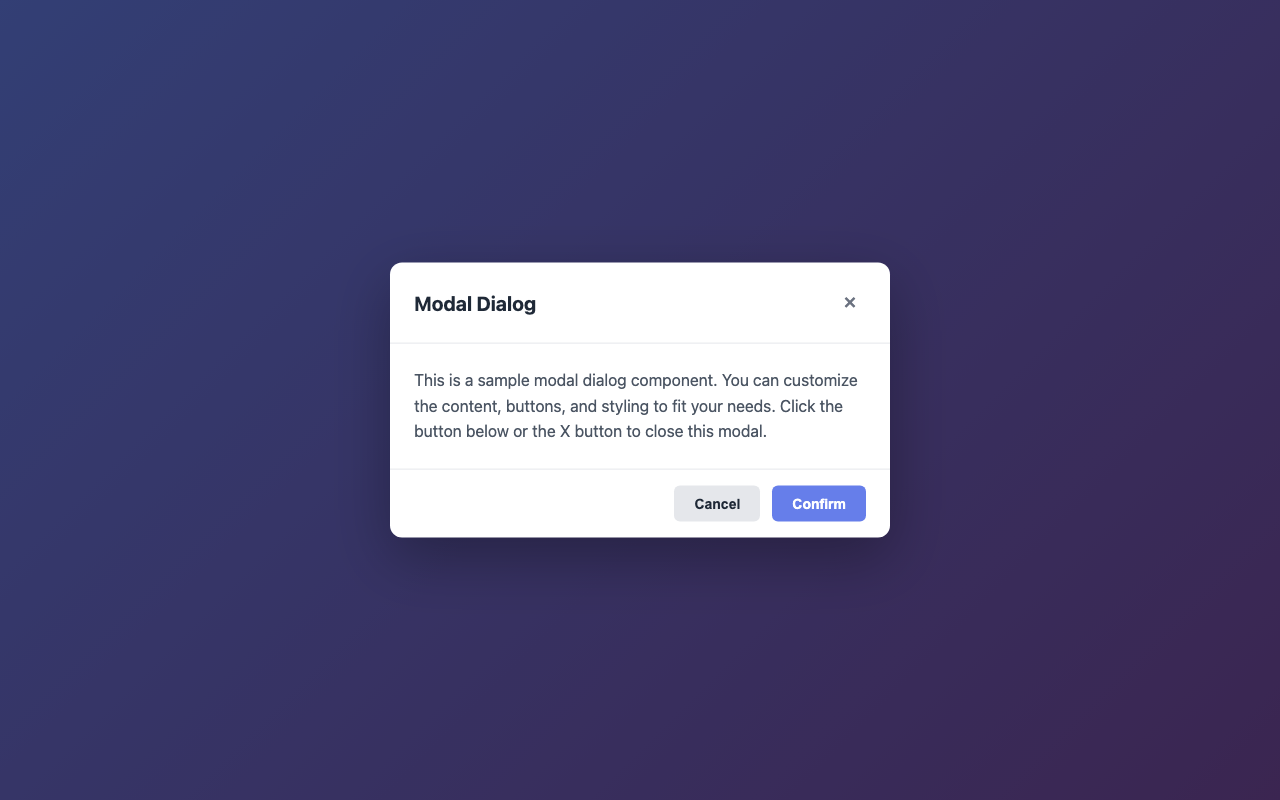 Screenshot sample 43 for modal-dialog / Claude Haiku 4.5