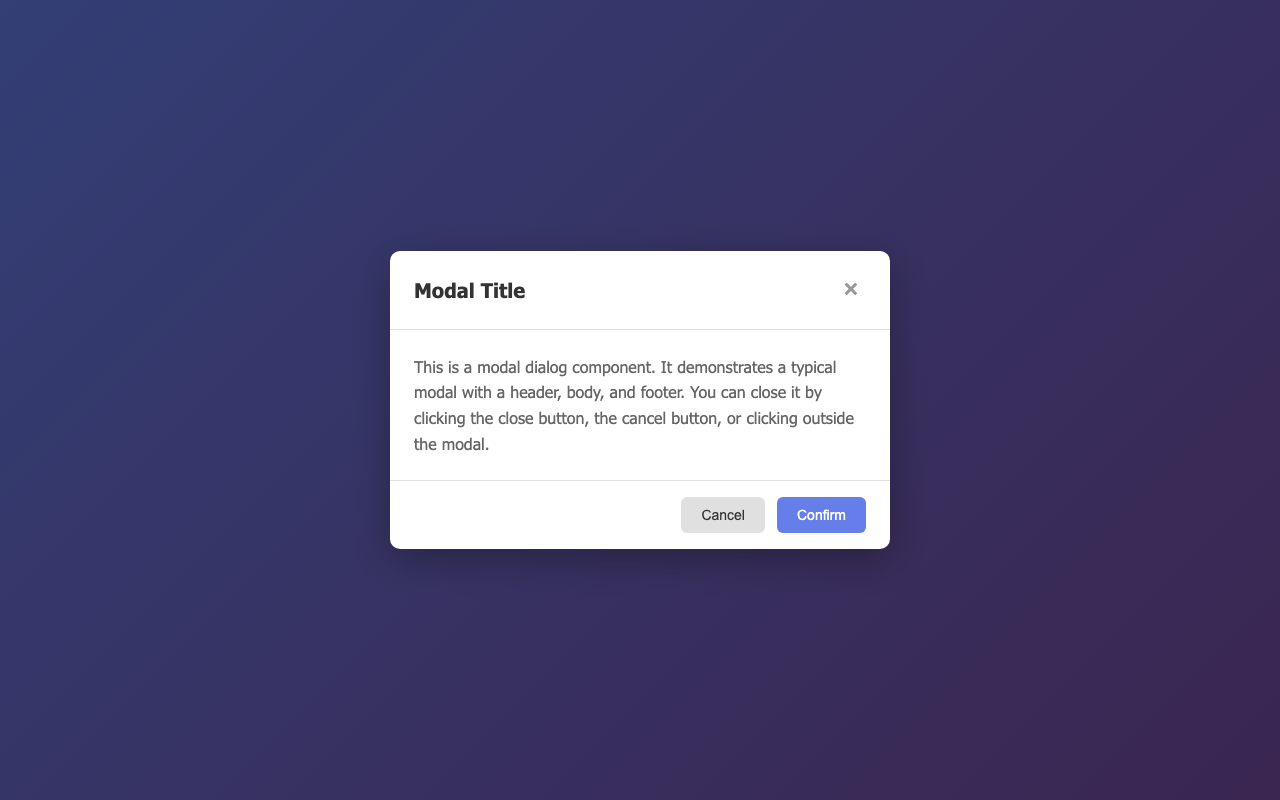 Screenshot sample 46 for modal-dialog / Claude Haiku 4.5