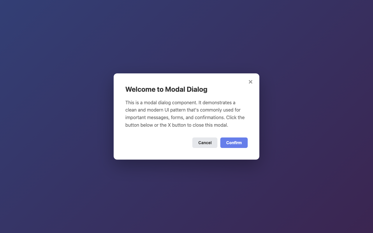 Screenshot sample 68 for modal-dialog / Claude Haiku 4.5