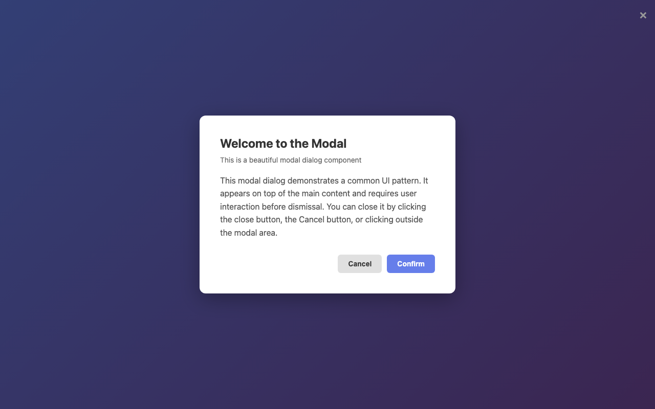 Screenshot sample 70 for modal-dialog / Claude Haiku 4.5