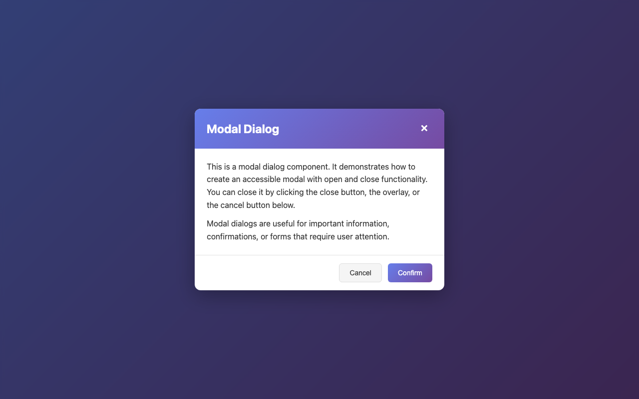 Screenshot sample 76 for modal-dialog / Claude Haiku 4.5