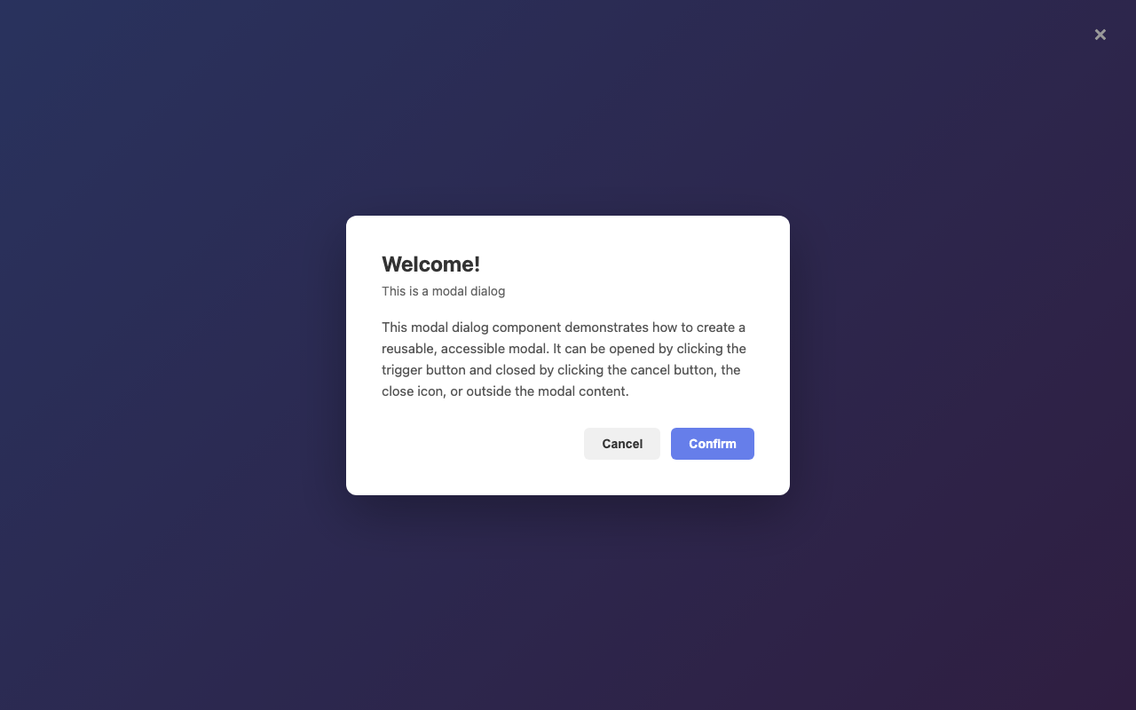 Screenshot sample 85 for modal-dialog / Claude Haiku 4.5