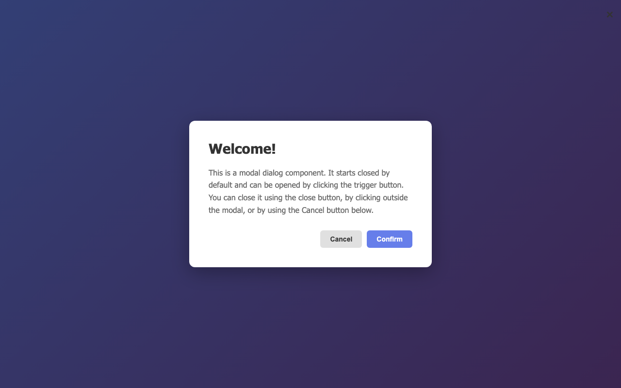 Screenshot sample 9 for modal-dialog / Claude Haiku 4.5