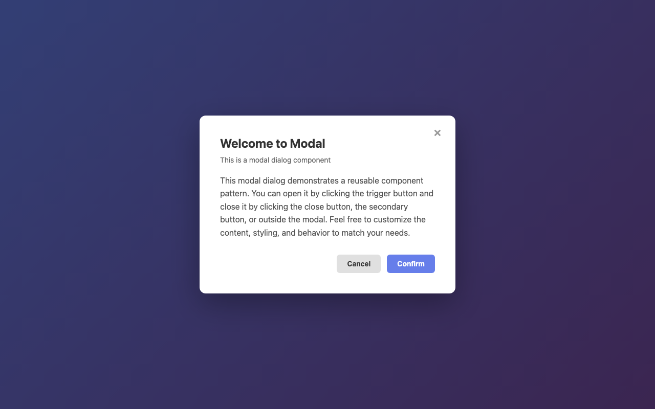 Screenshot sample 96 for modal-dialog / Claude Haiku 4.5