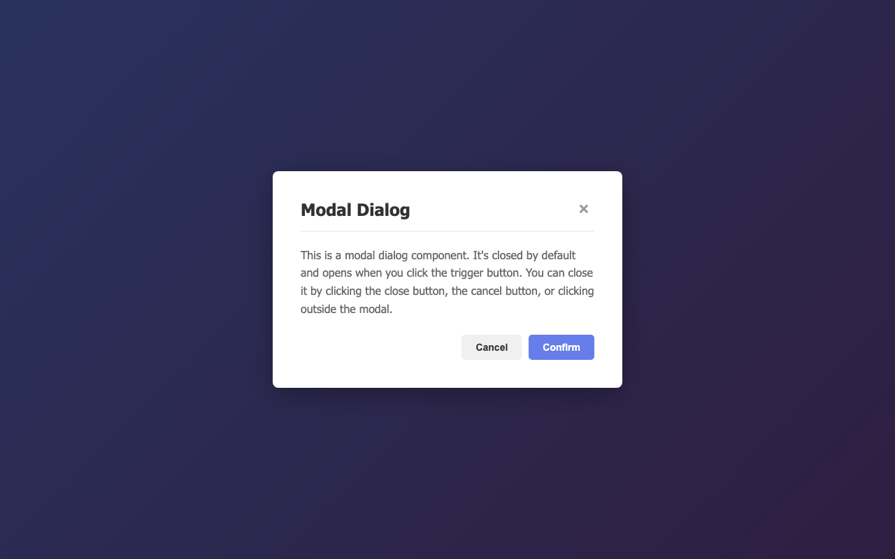 Screenshot sample 97 for modal-dialog / Claude Haiku 4.5