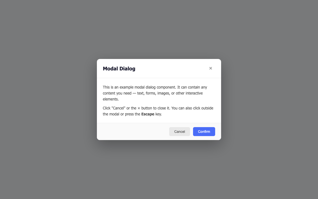 Screenshot sample 14 for modal-dialog / Claude Opus 4.6