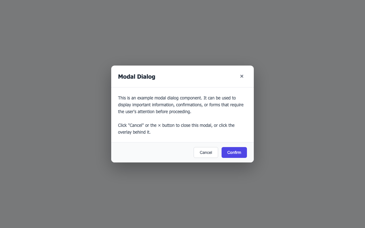 Screenshot sample 9 for modal-dialog / Claude Opus 4.6