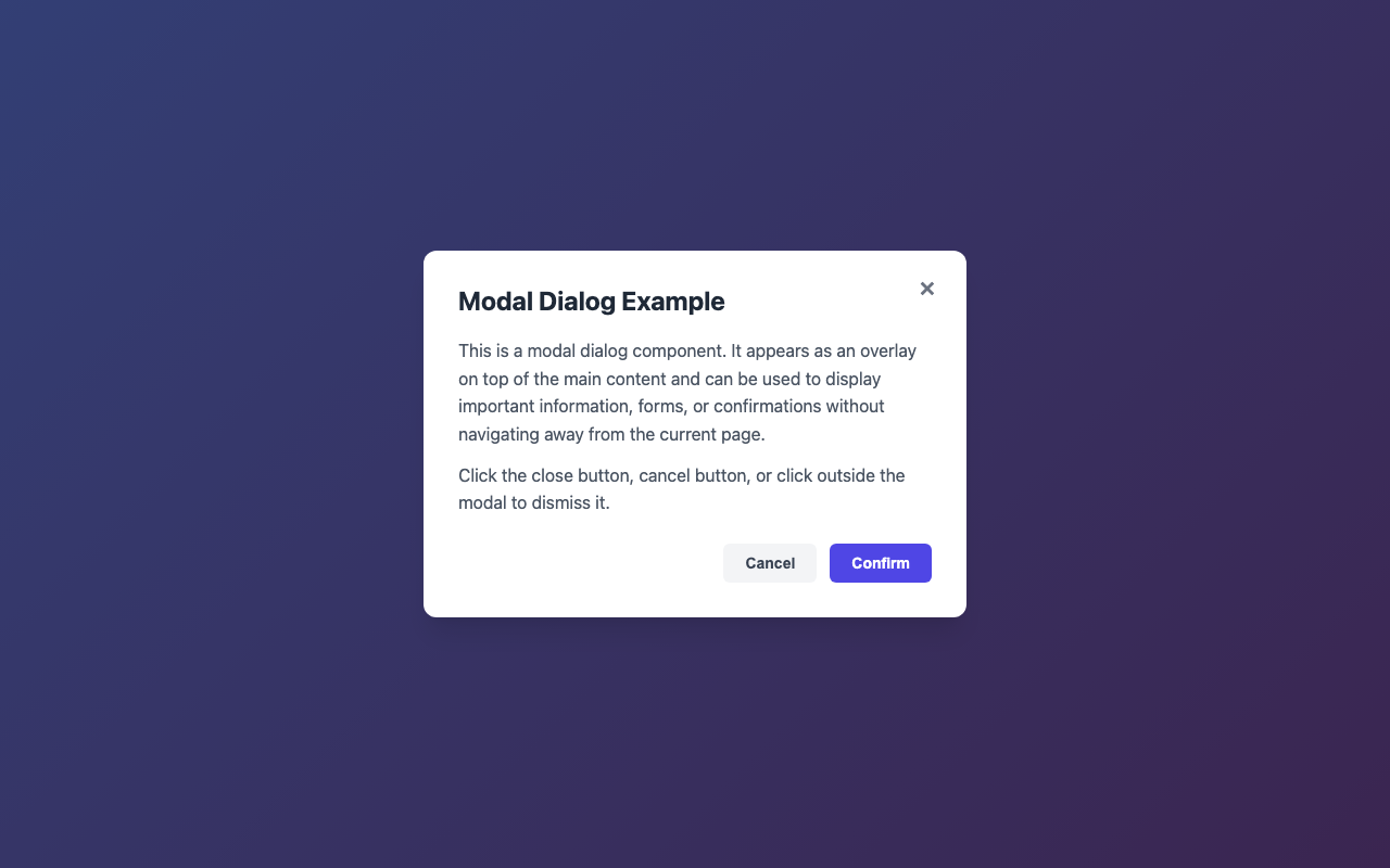 Screenshot sample 34 for modal-dialog / Claude Sonnet 4.5
