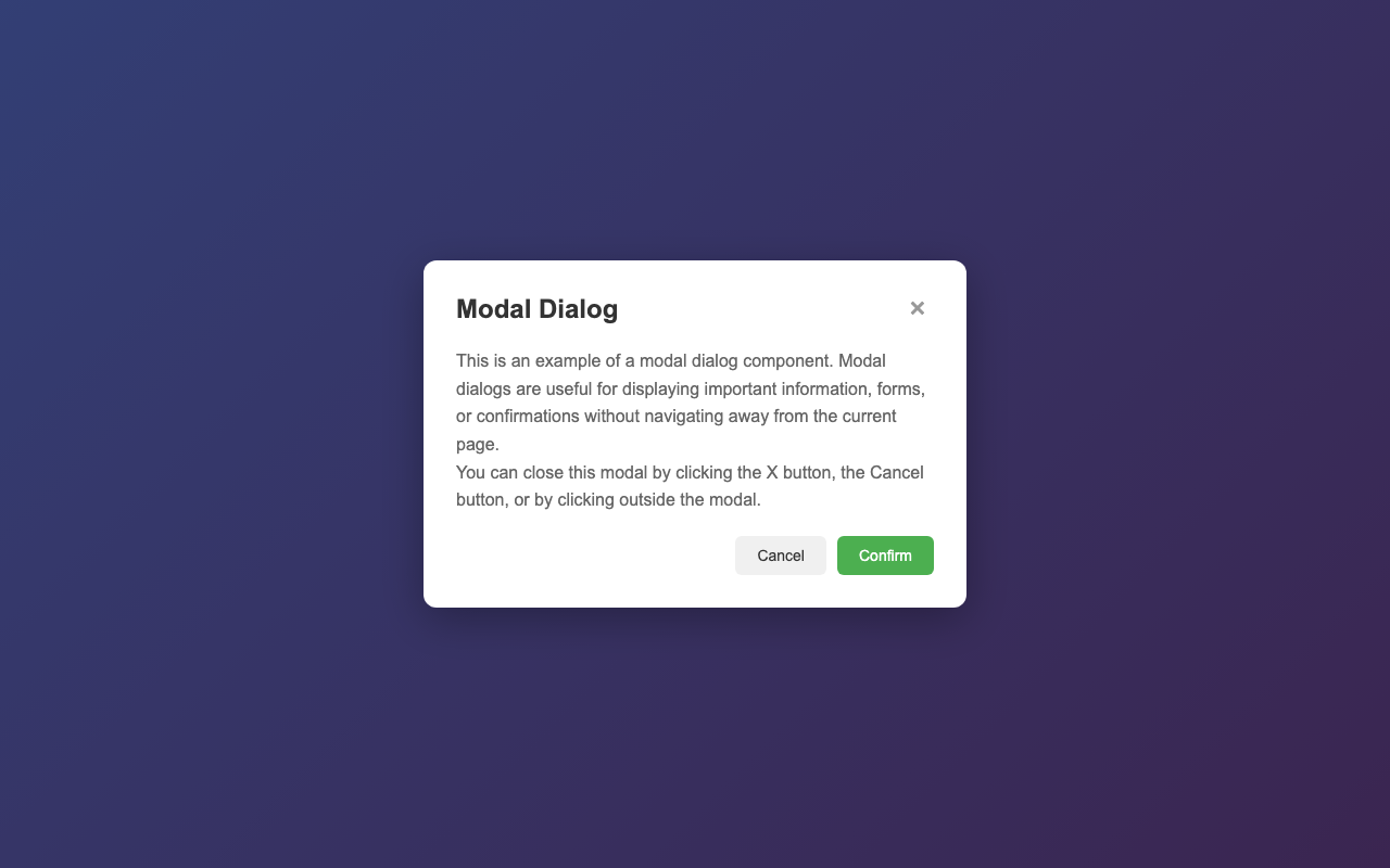 Screenshot sample 36 for modal-dialog / Claude Sonnet 4.5