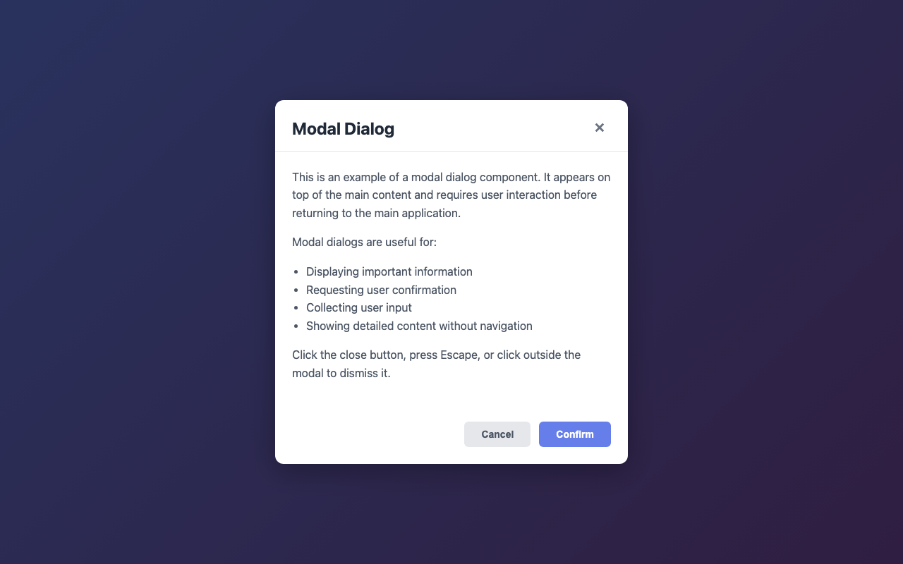 Screenshot sample 4 for modal-dialog / Claude Sonnet 4.5