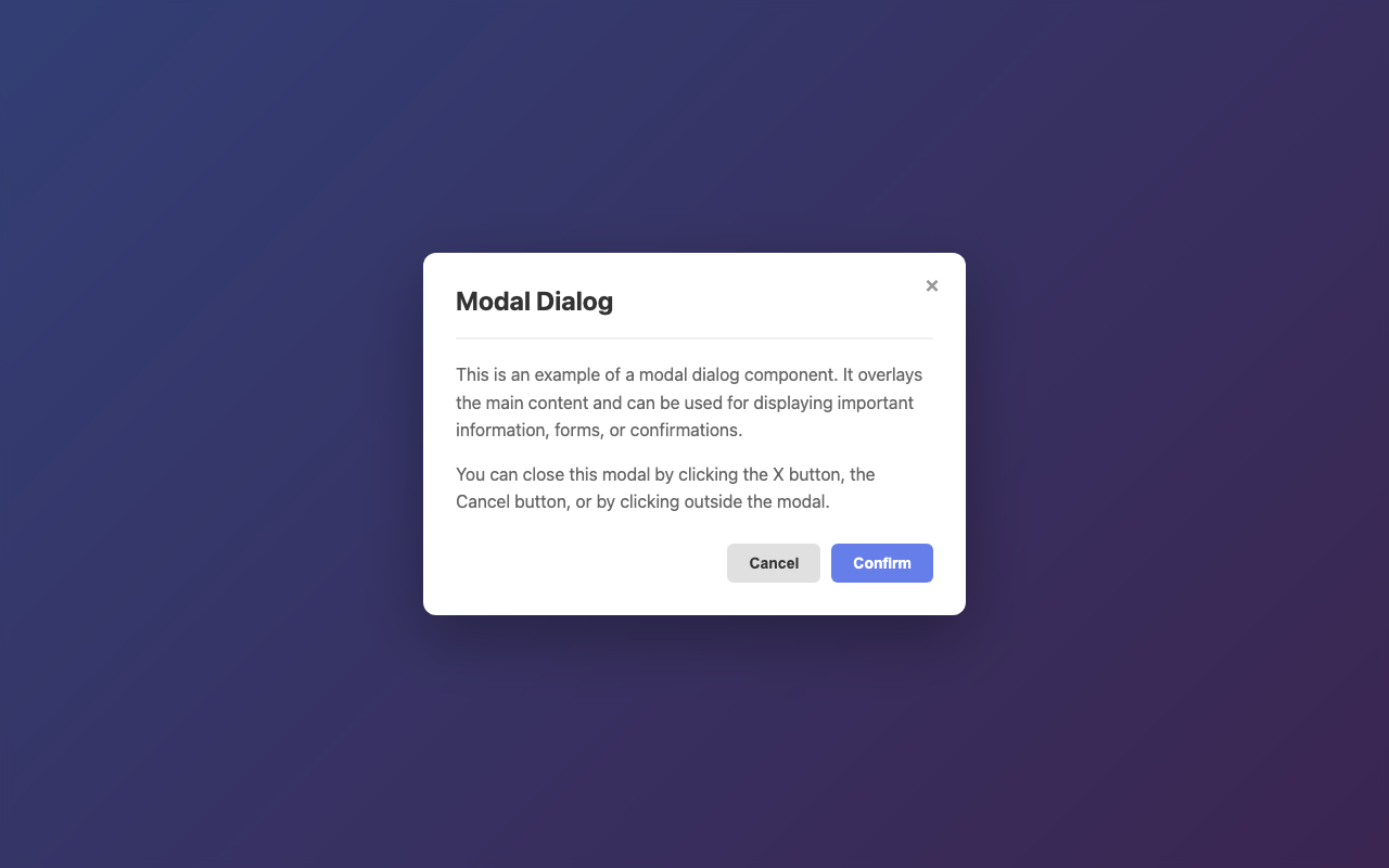 Screenshot sample 6 for modal-dialog / Claude Sonnet 4.5