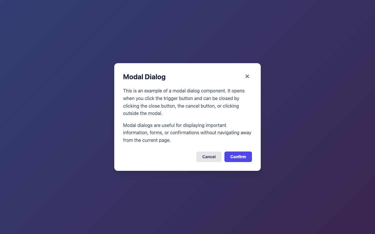 Screenshot sample 63 for modal-dialog / Claude Sonnet 4.5