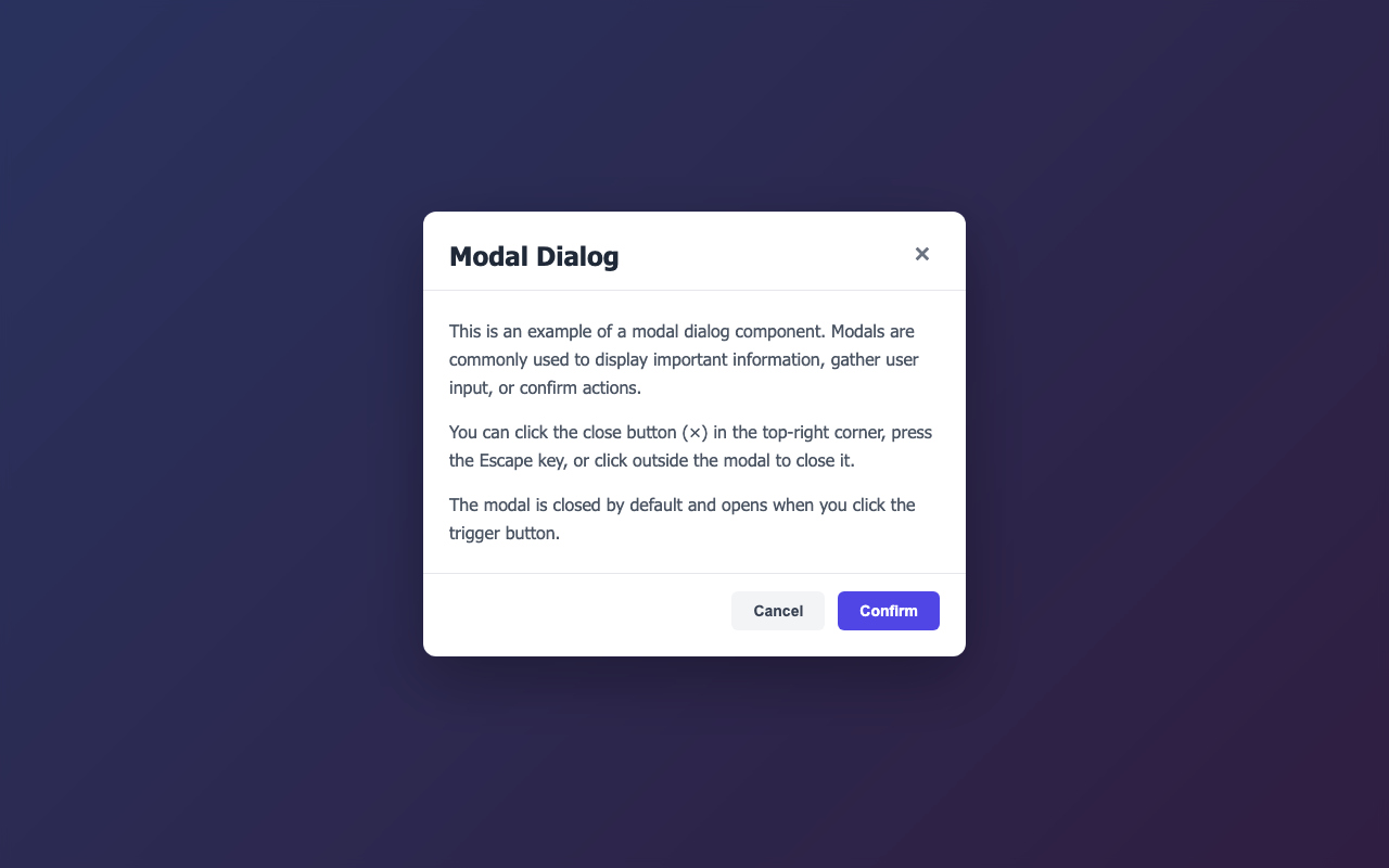 Screenshot sample 64 for modal-dialog / Claude Sonnet 4.5