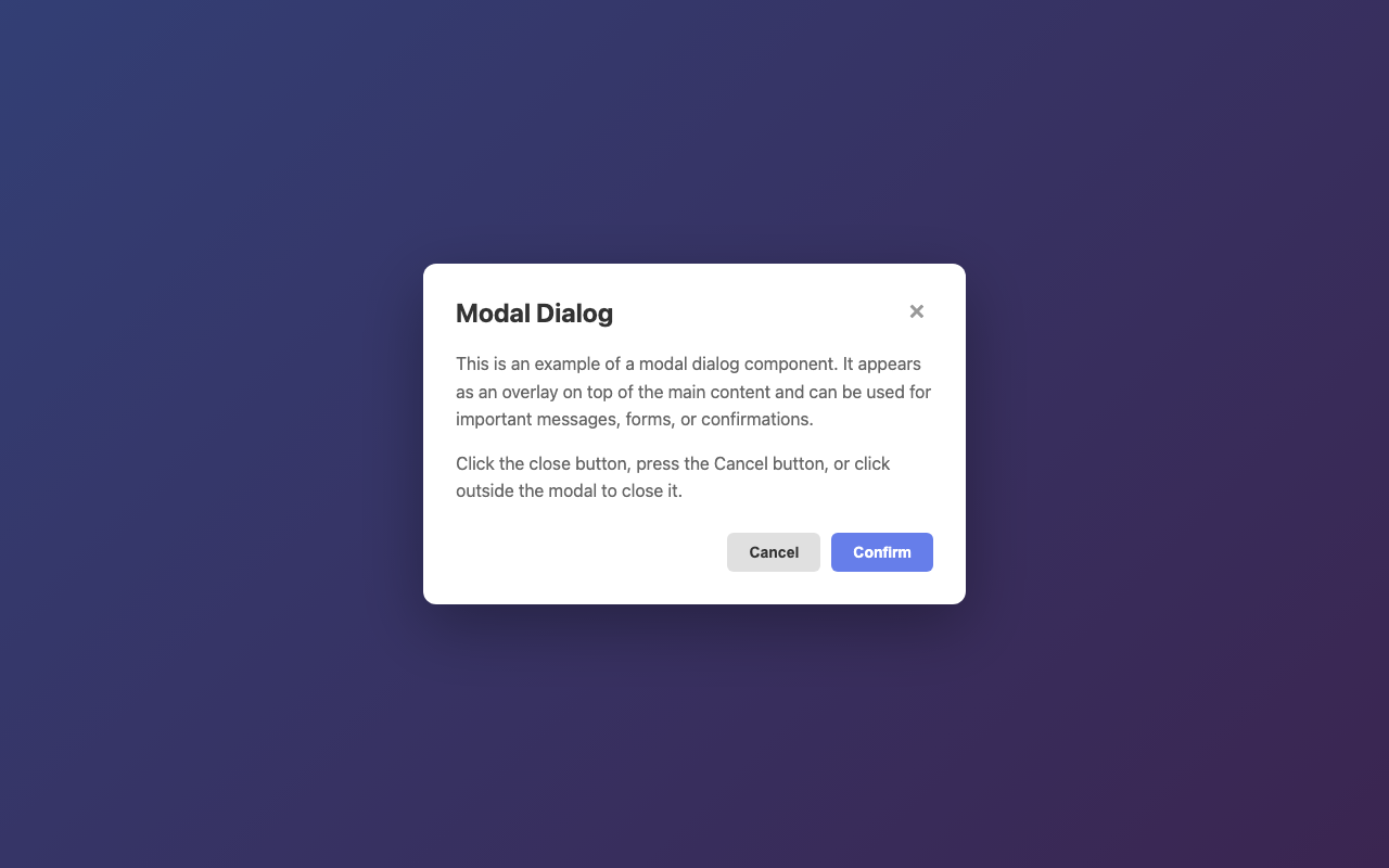 Screenshot sample 71 for modal-dialog / Claude Sonnet 4.5