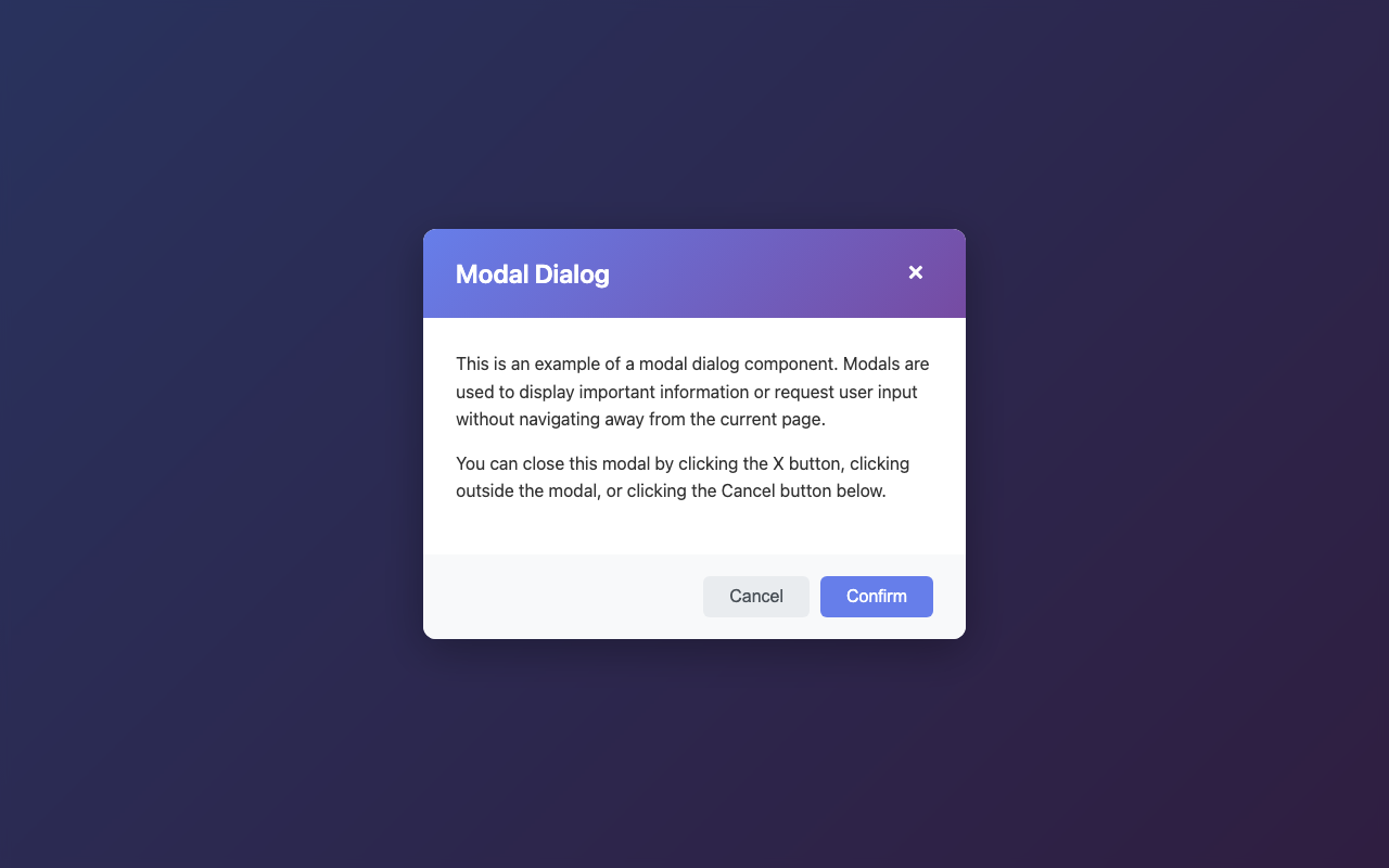 Screenshot sample 98 for modal-dialog / Claude Sonnet 4.5