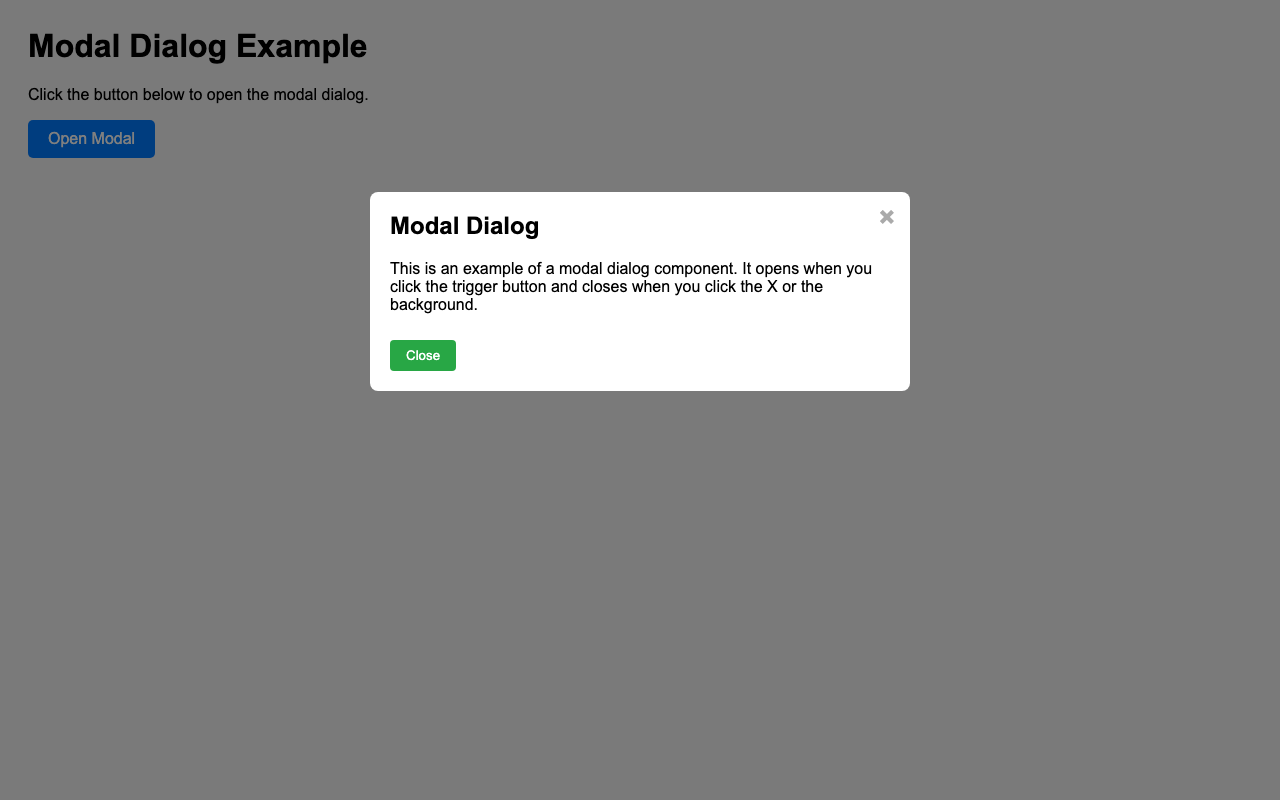 Screenshot sample 31 for modal-dialog / Grok 4 Fast Non-Reasoning