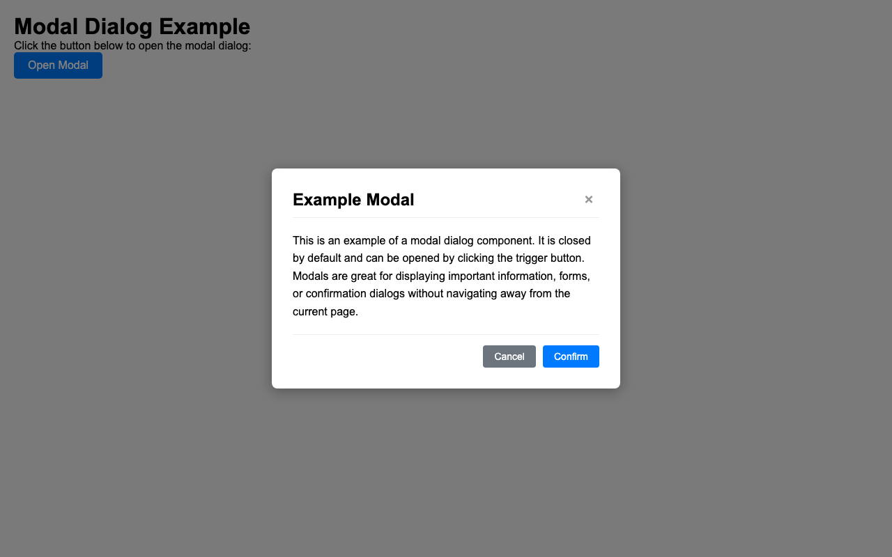 Screenshot sample 9 for modal-dialog / Grok 4 Fast Non-Reasoning