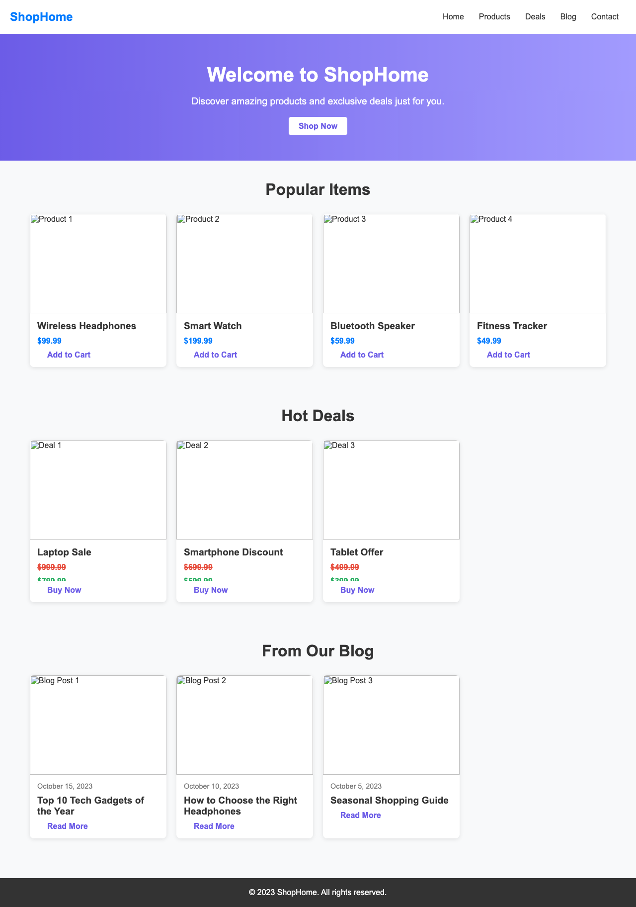 Screenshot sample 1 for shopping-home-page / DeepSeek V3.1