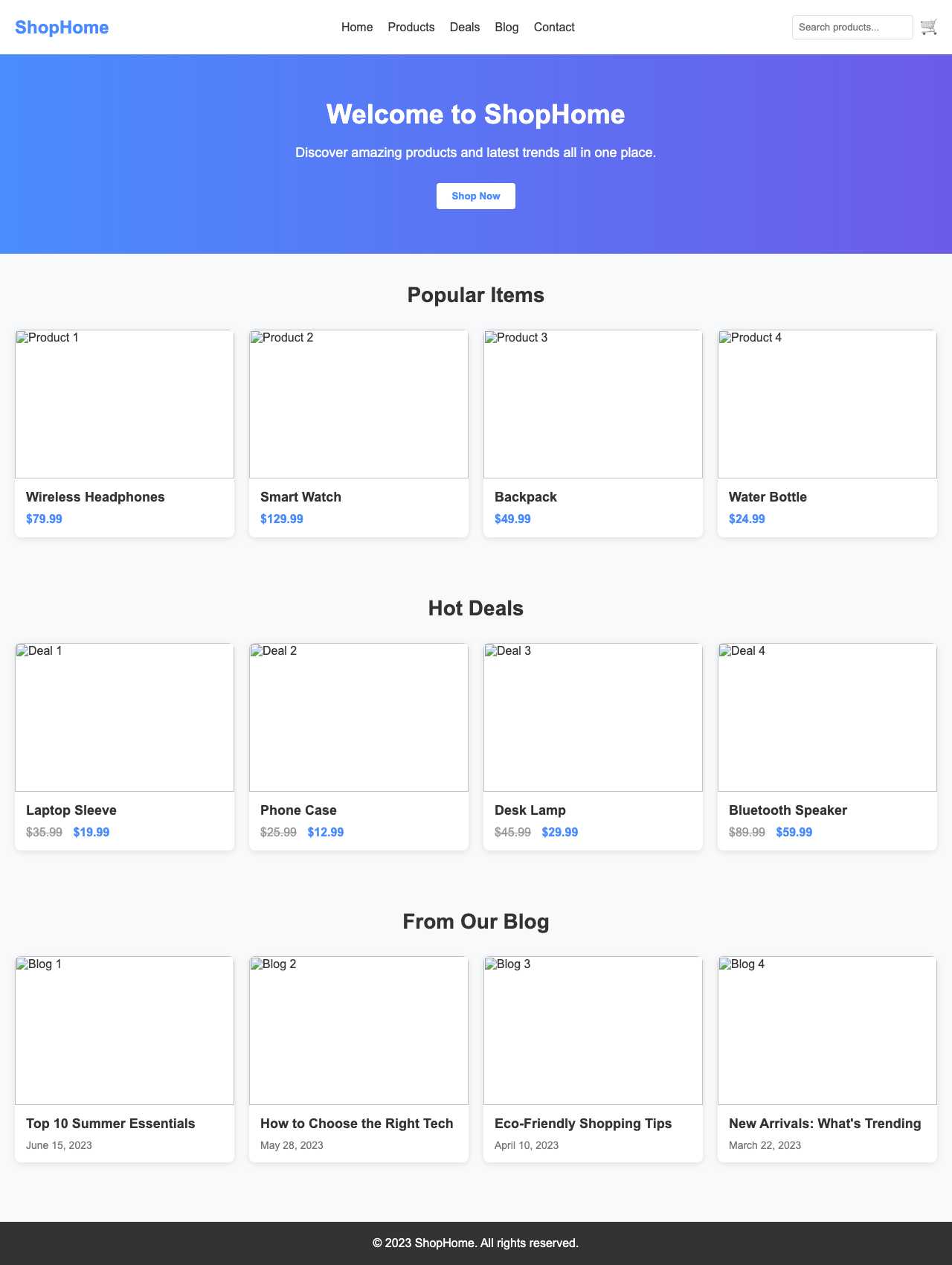 Screenshot sample 10 for shopping-home-page / DeepSeek V3.1