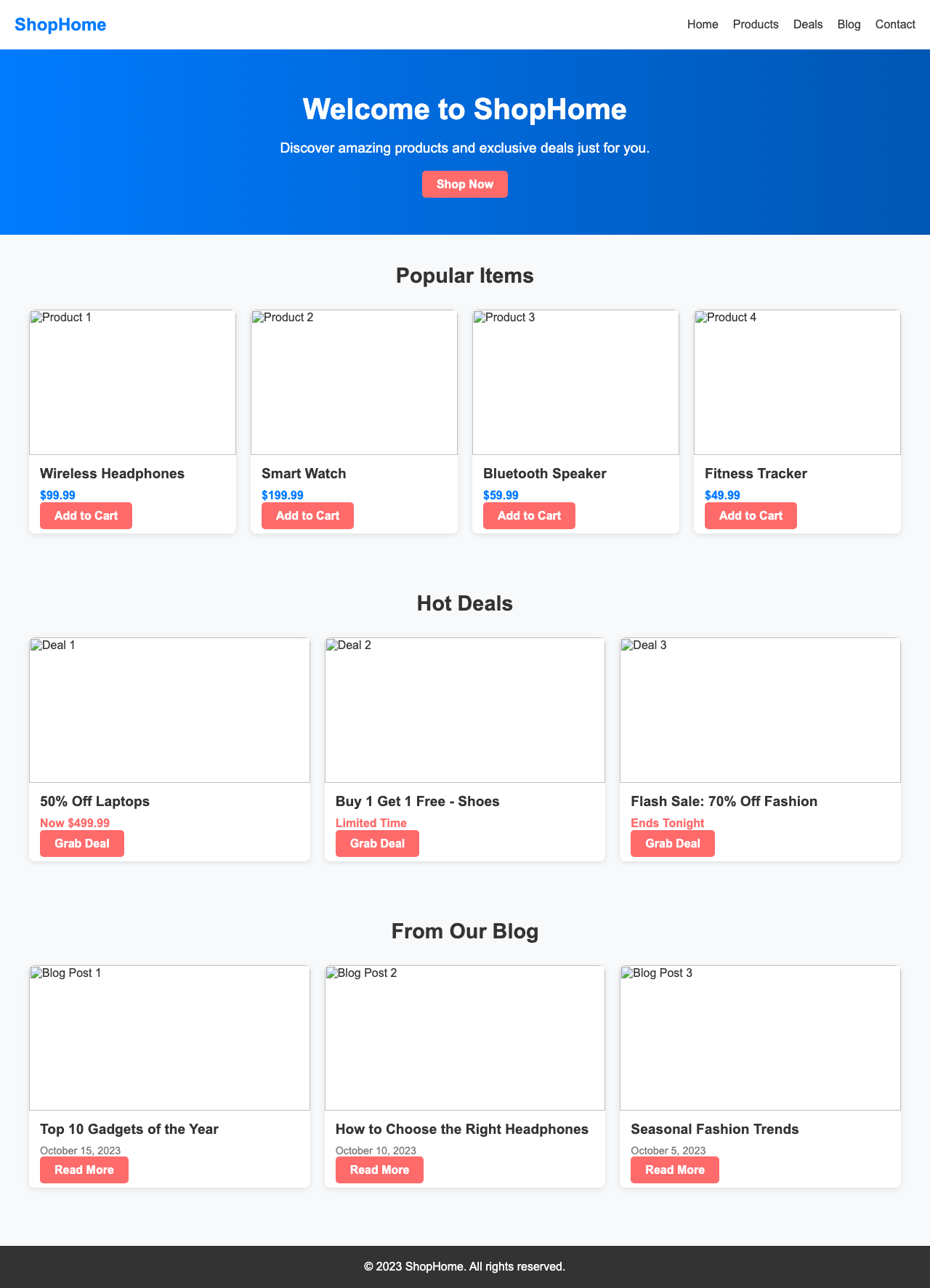 Screenshot sample 11 for shopping-home-page / DeepSeek V3.1