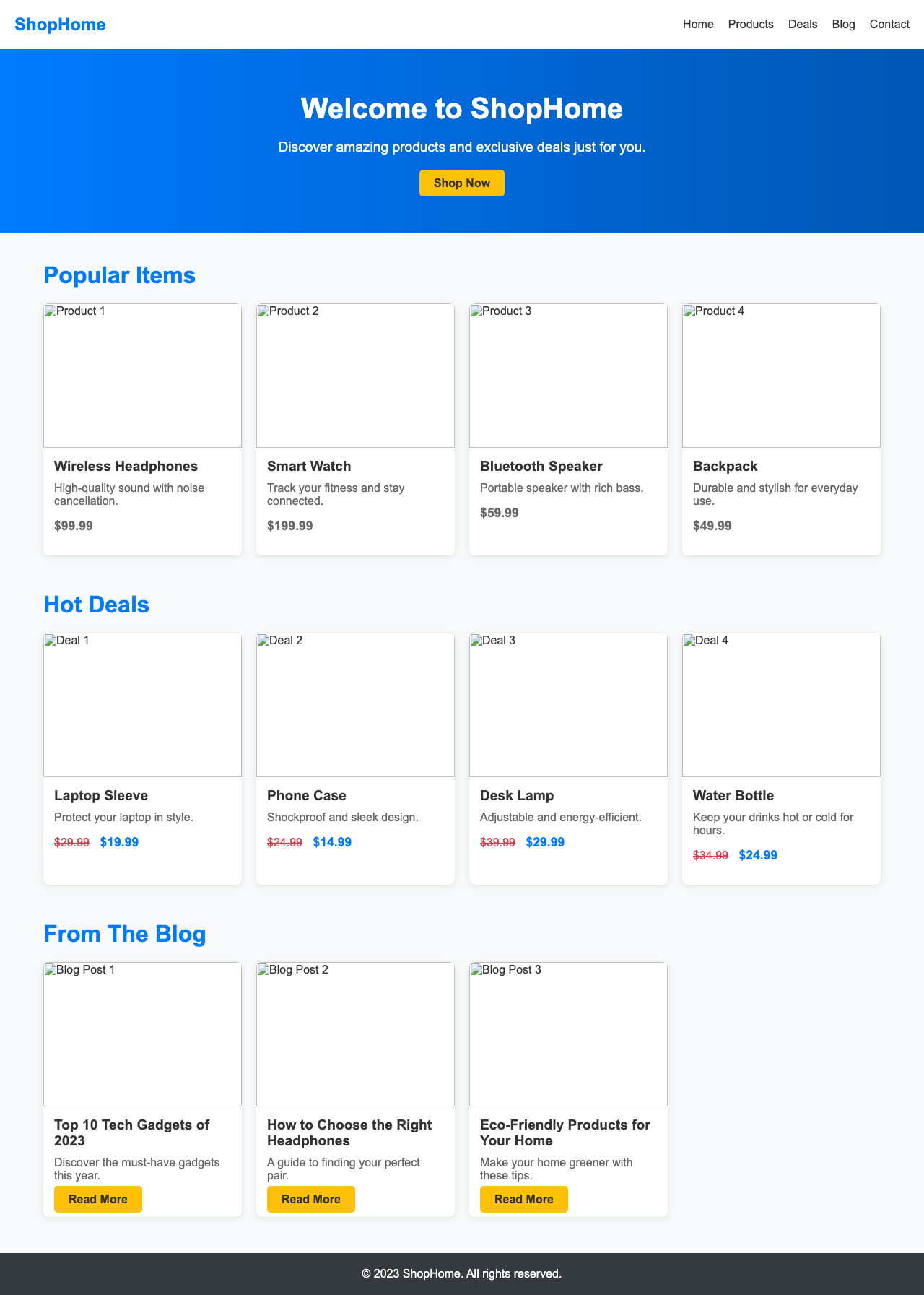Screenshot sample 12 for shopping-home-page / DeepSeek V3.1