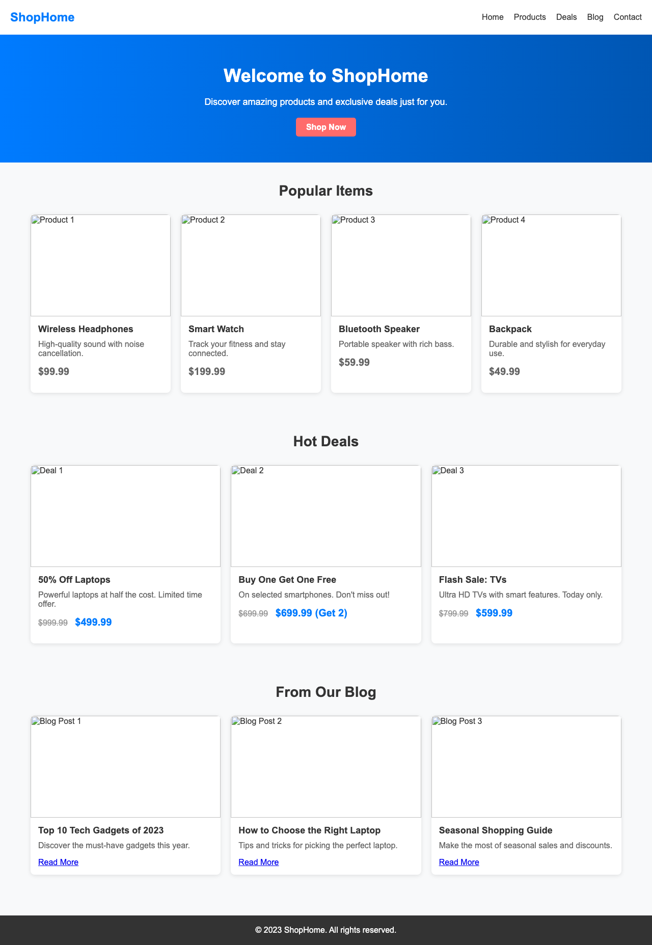 Screenshot sample 13 for shopping-home-page / DeepSeek V3.1