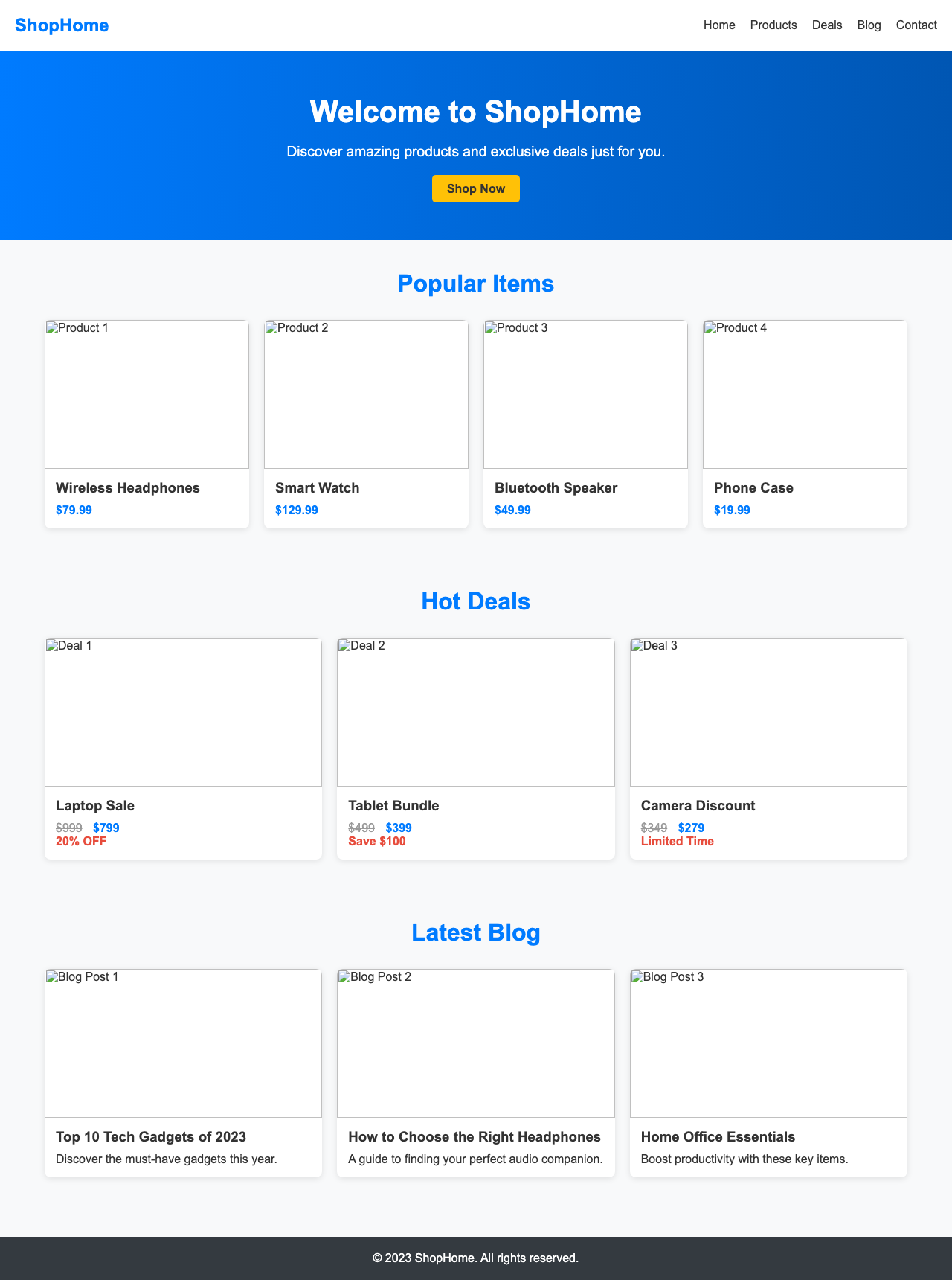 Screenshot sample 14 for shopping-home-page / DeepSeek V3.1
