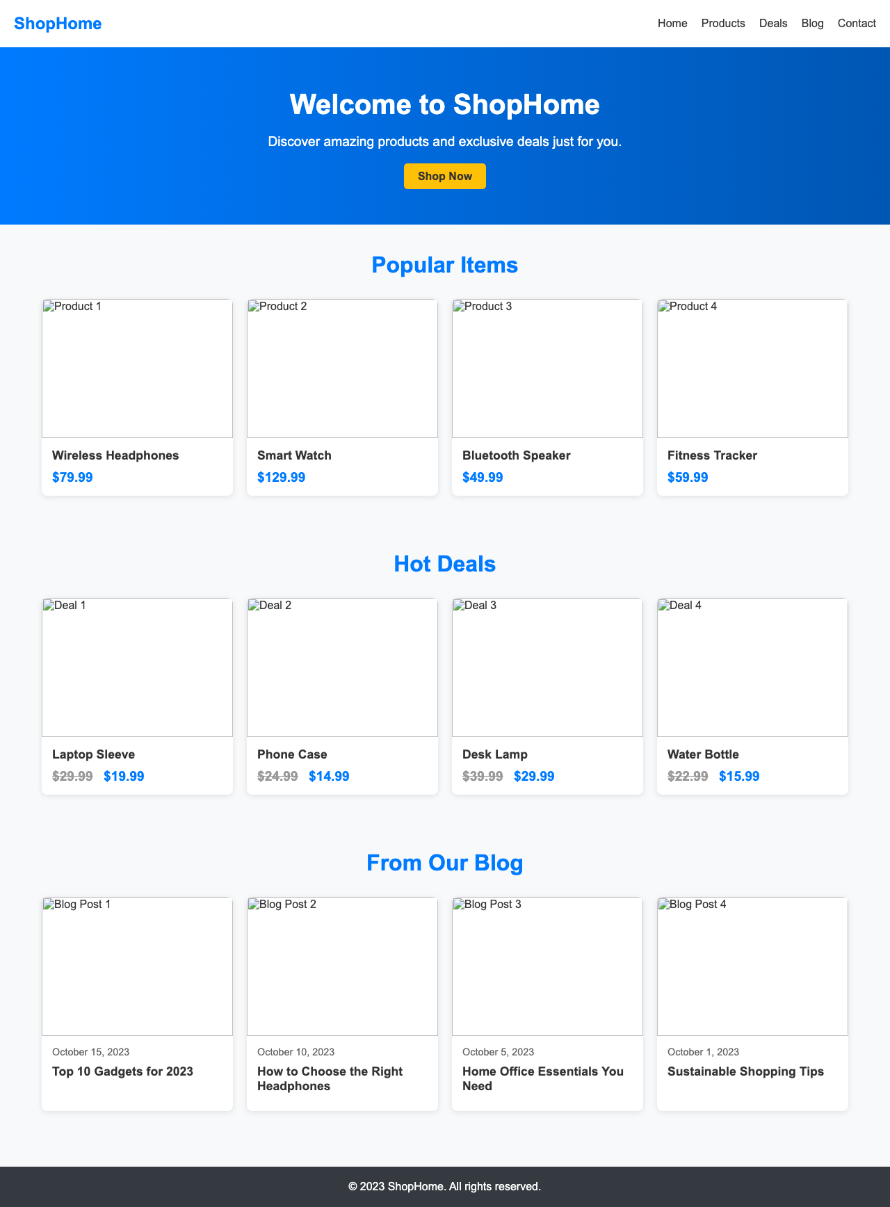 Screenshot sample 15 for shopping-home-page / DeepSeek V3.1