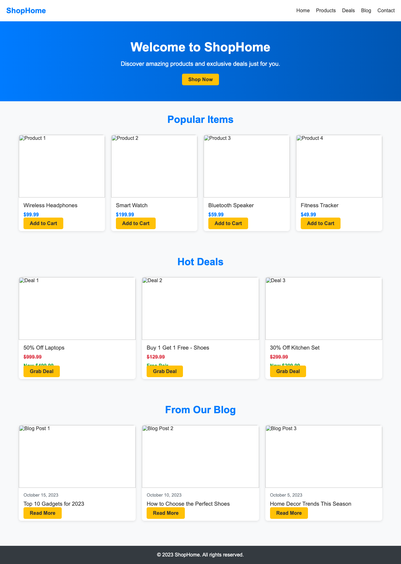 Screenshot sample 16 for shopping-home-page / DeepSeek V3.1