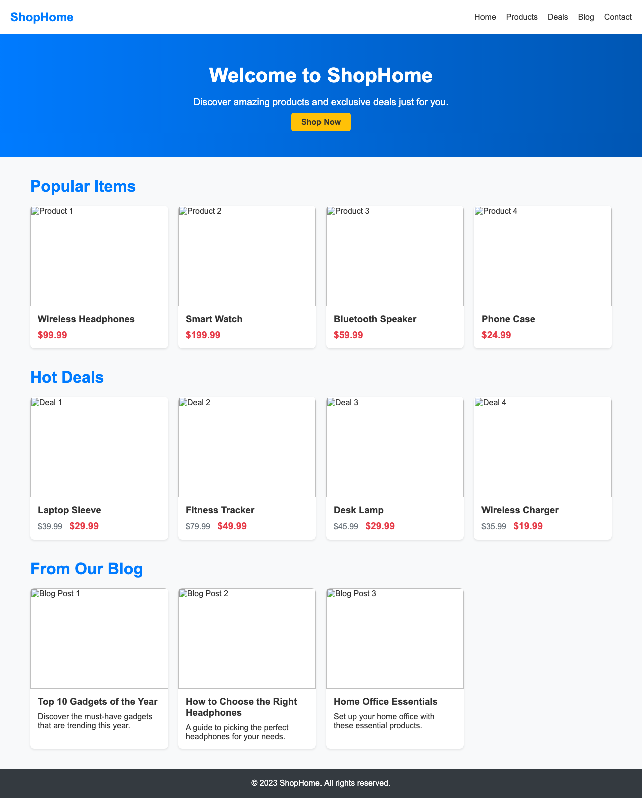 Screenshot sample 17 for shopping-home-page / DeepSeek V3.1