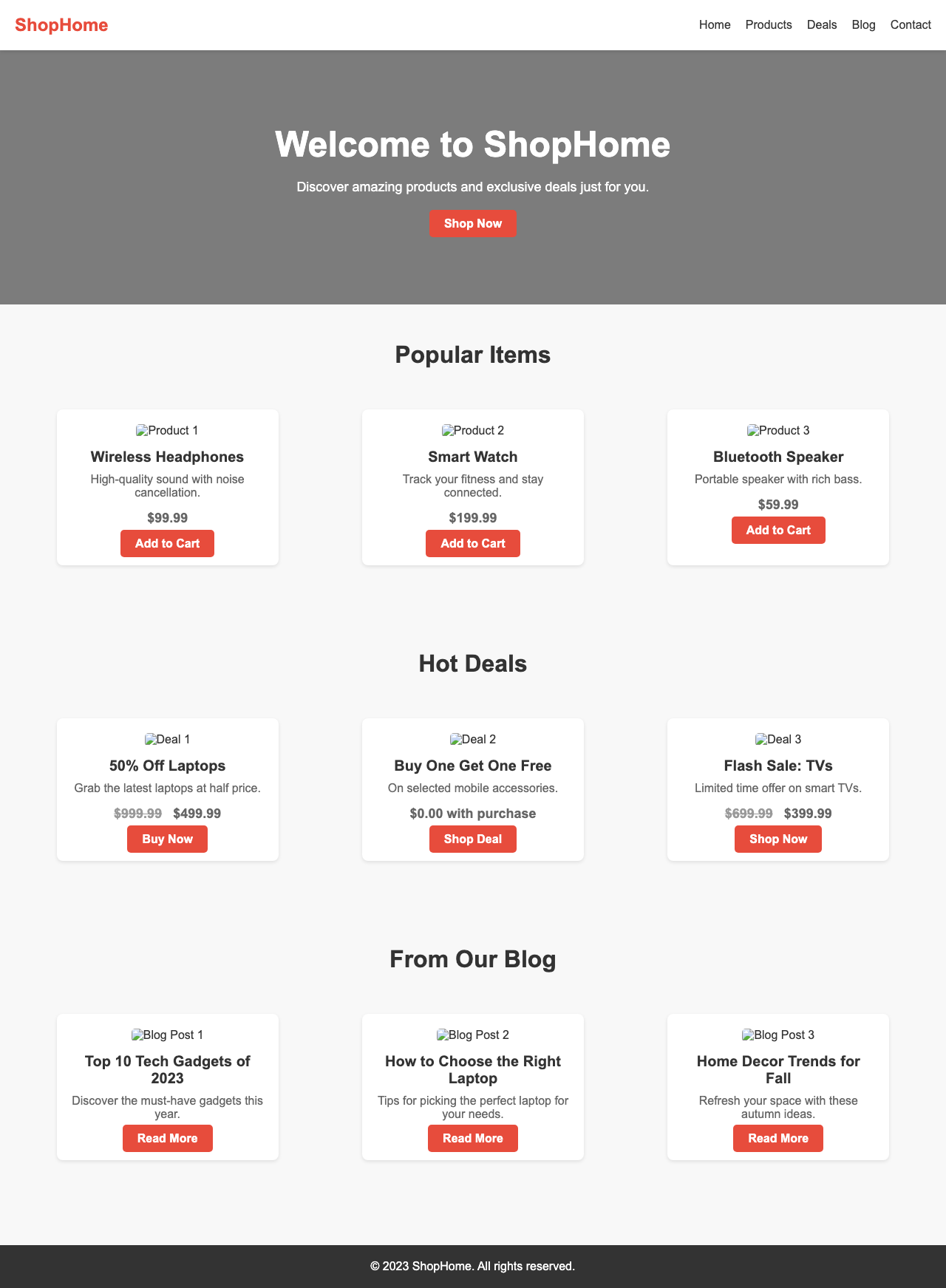 Screenshot sample 19 for shopping-home-page / DeepSeek V3.1