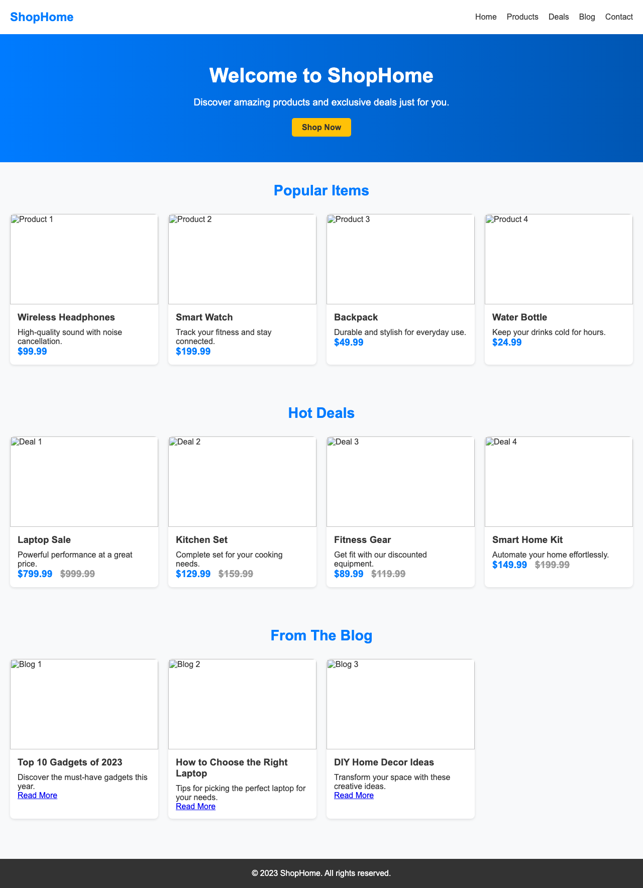 Screenshot sample 2 for shopping-home-page / DeepSeek V3.1