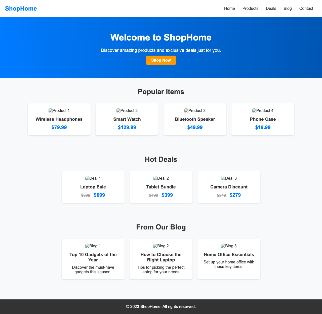 Screenshot sample 20 for shopping-home-page / DeepSeek V3.1