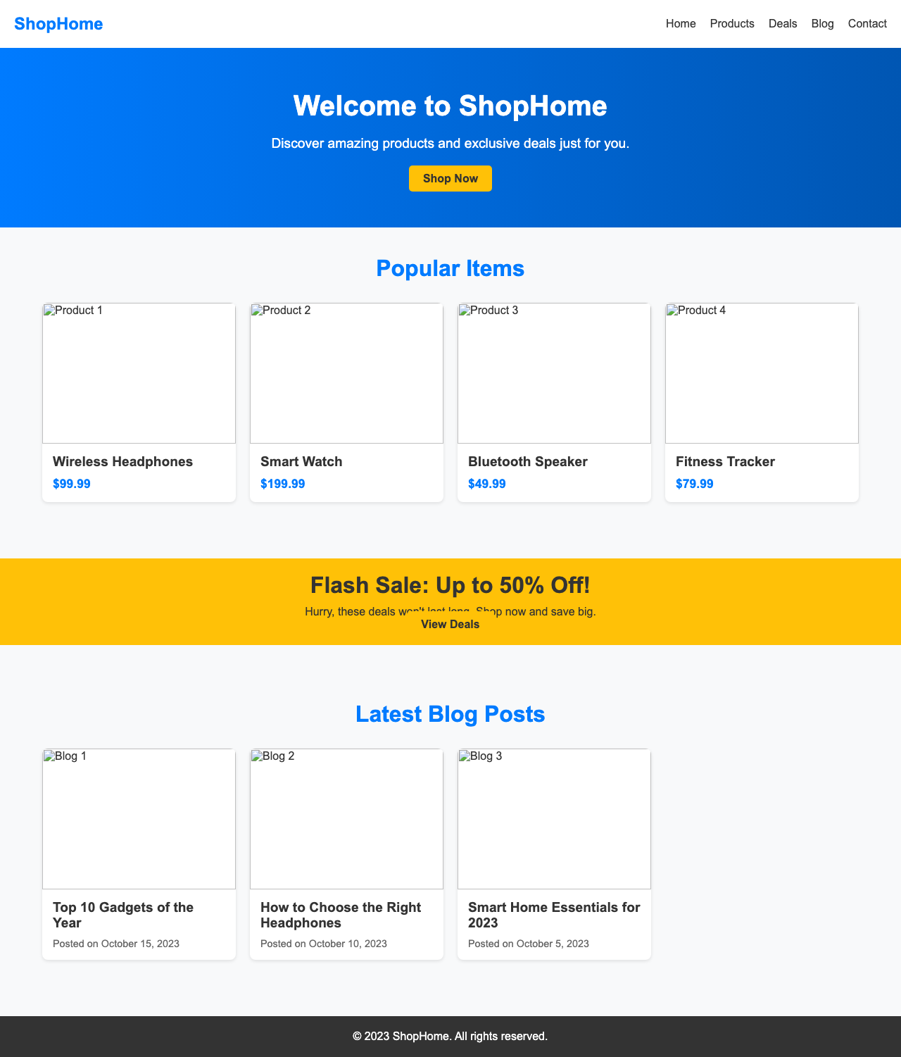 Screenshot sample 21 for shopping-home-page / DeepSeek V3.1