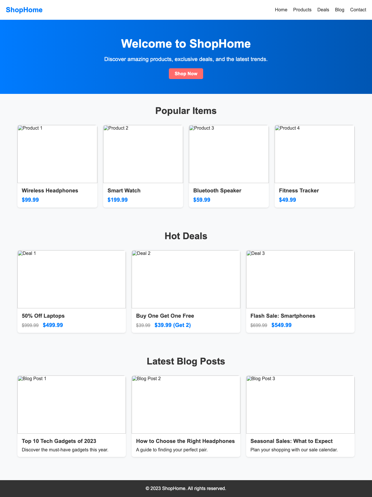 Screenshot sample 22 for shopping-home-page / DeepSeek V3.1