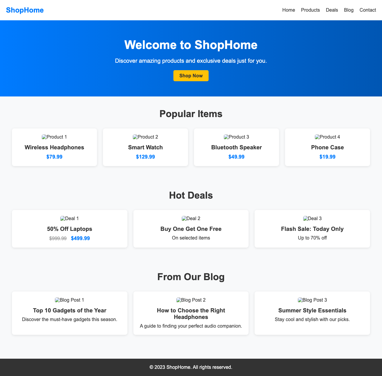 Screenshot sample 23 for shopping-home-page / DeepSeek V3.1