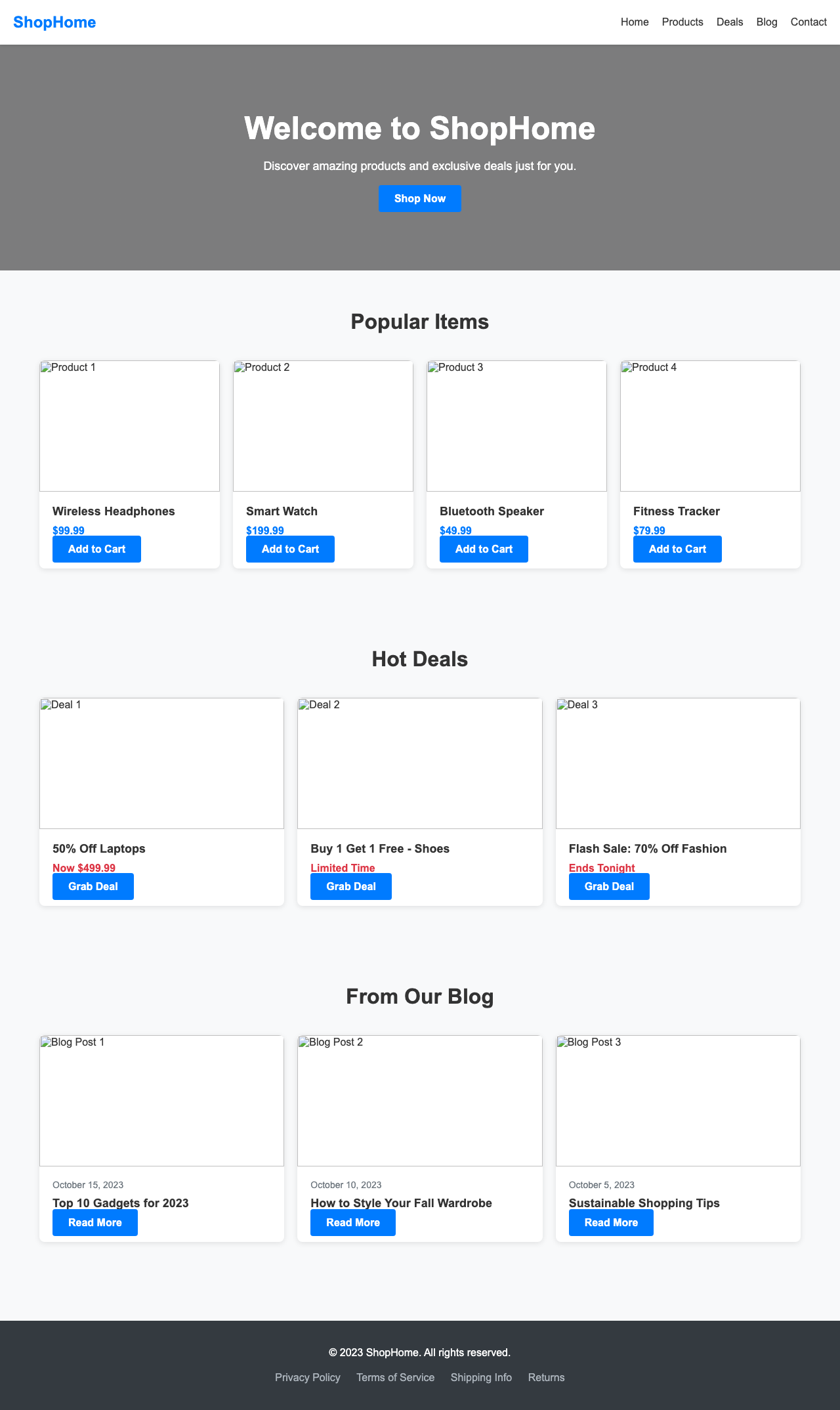 Screenshot sample 24 for shopping-home-page / DeepSeek V3.1