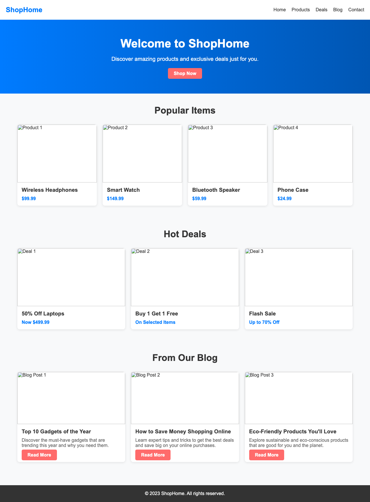 Screenshot sample 25 for shopping-home-page / DeepSeek V3.1
