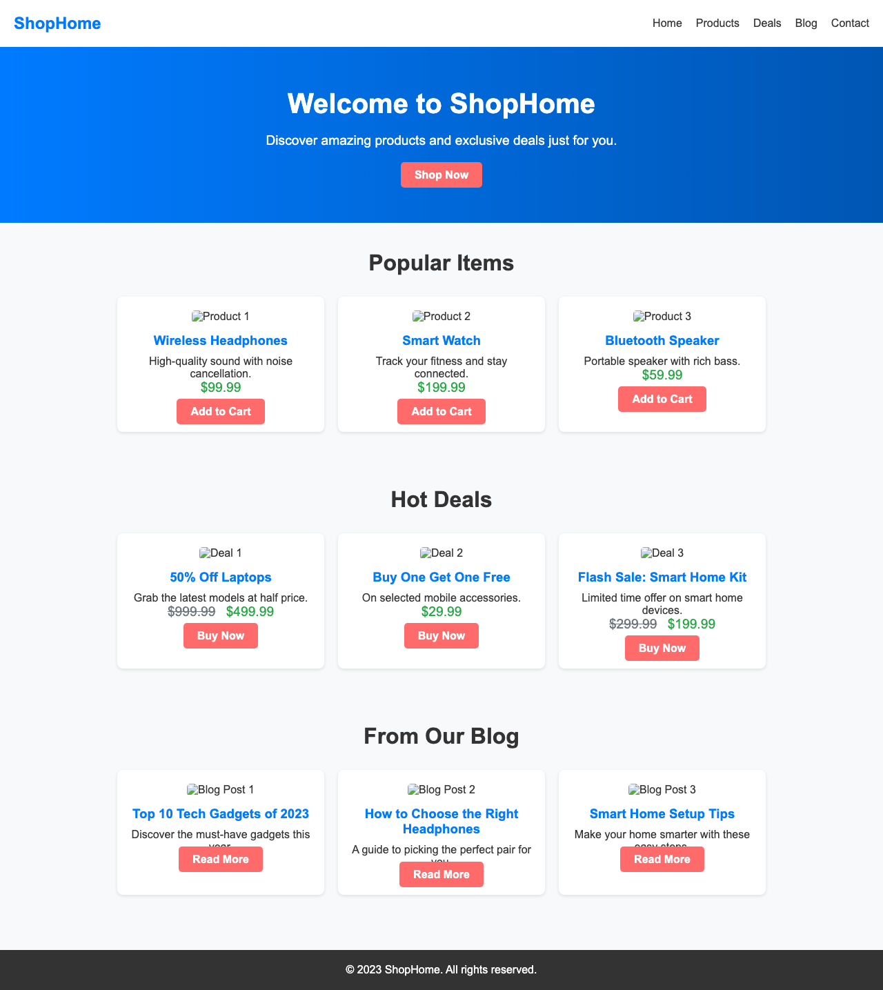 Screenshot sample 26 for shopping-home-page / DeepSeek V3.1