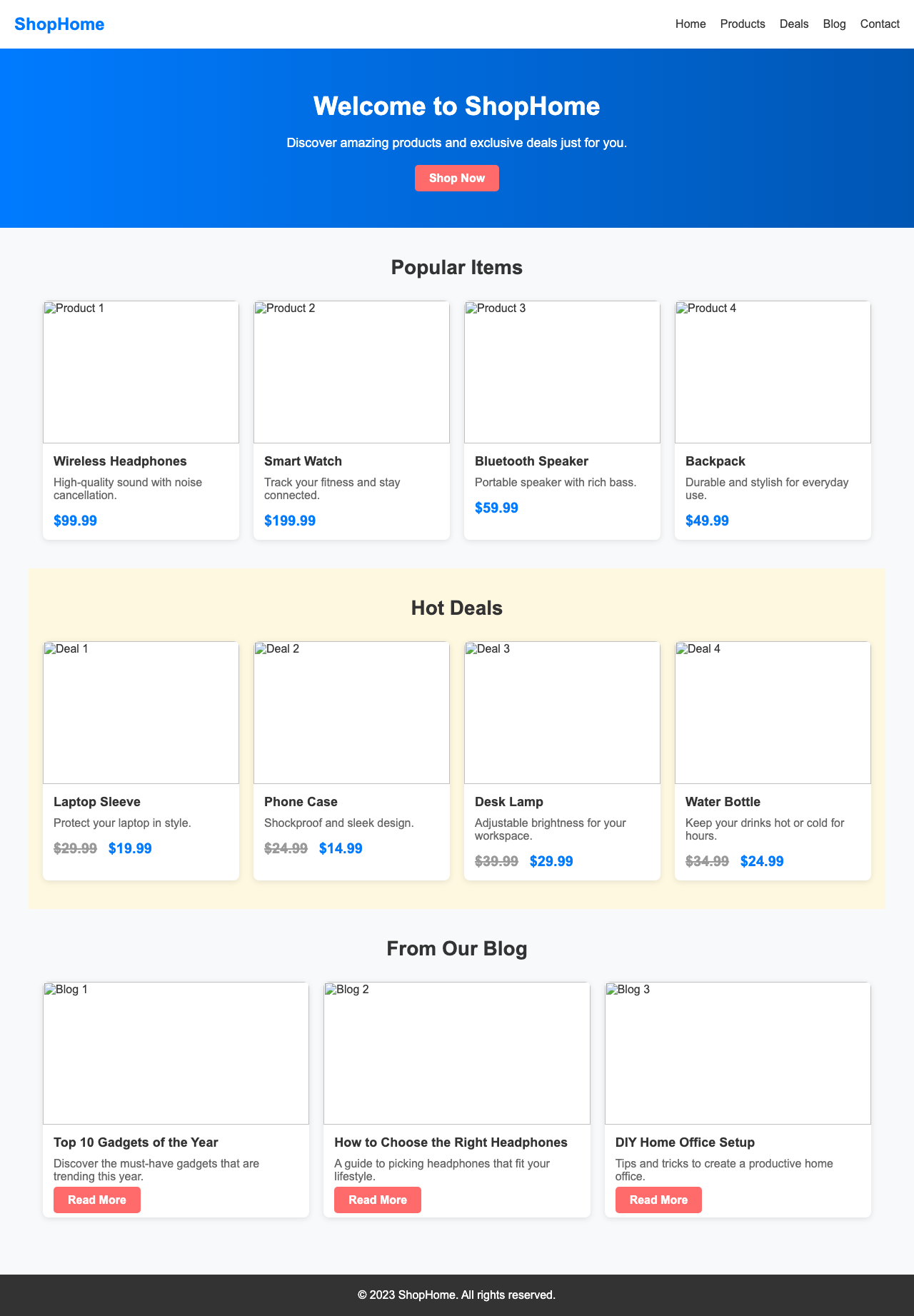 Screenshot sample 27 for shopping-home-page / DeepSeek V3.1