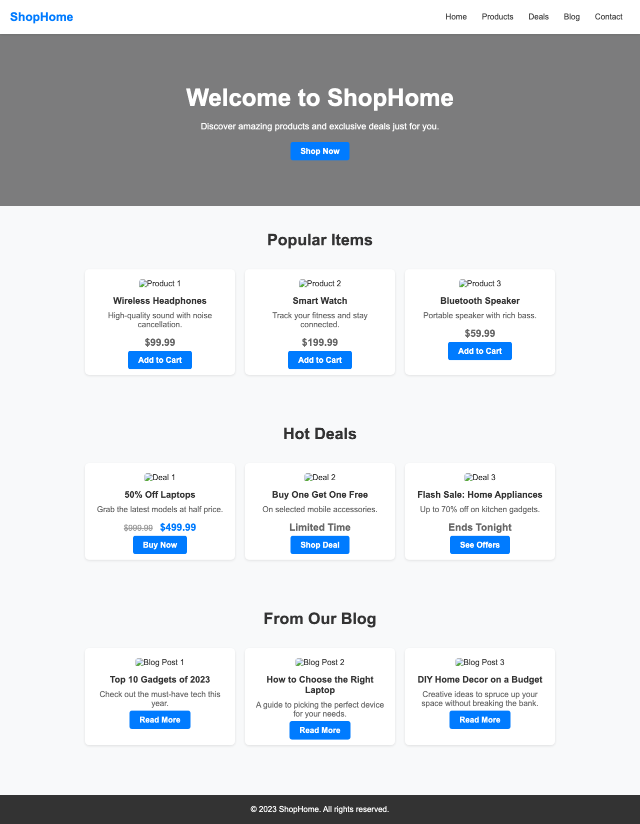 Screenshot sample 28 for shopping-home-page / DeepSeek V3.1